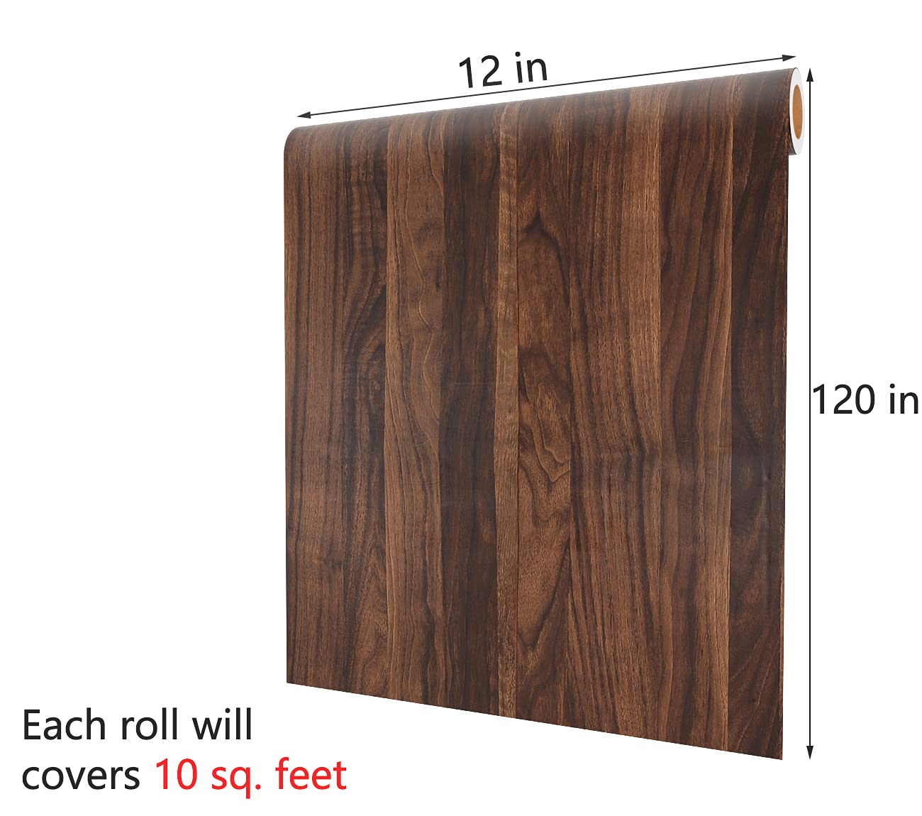 Decotark Walnut Wood Grain Contact Paper - Peel and Stick Self-Adhesive Vinyl for Cabinets, Countertops, Walls - 12