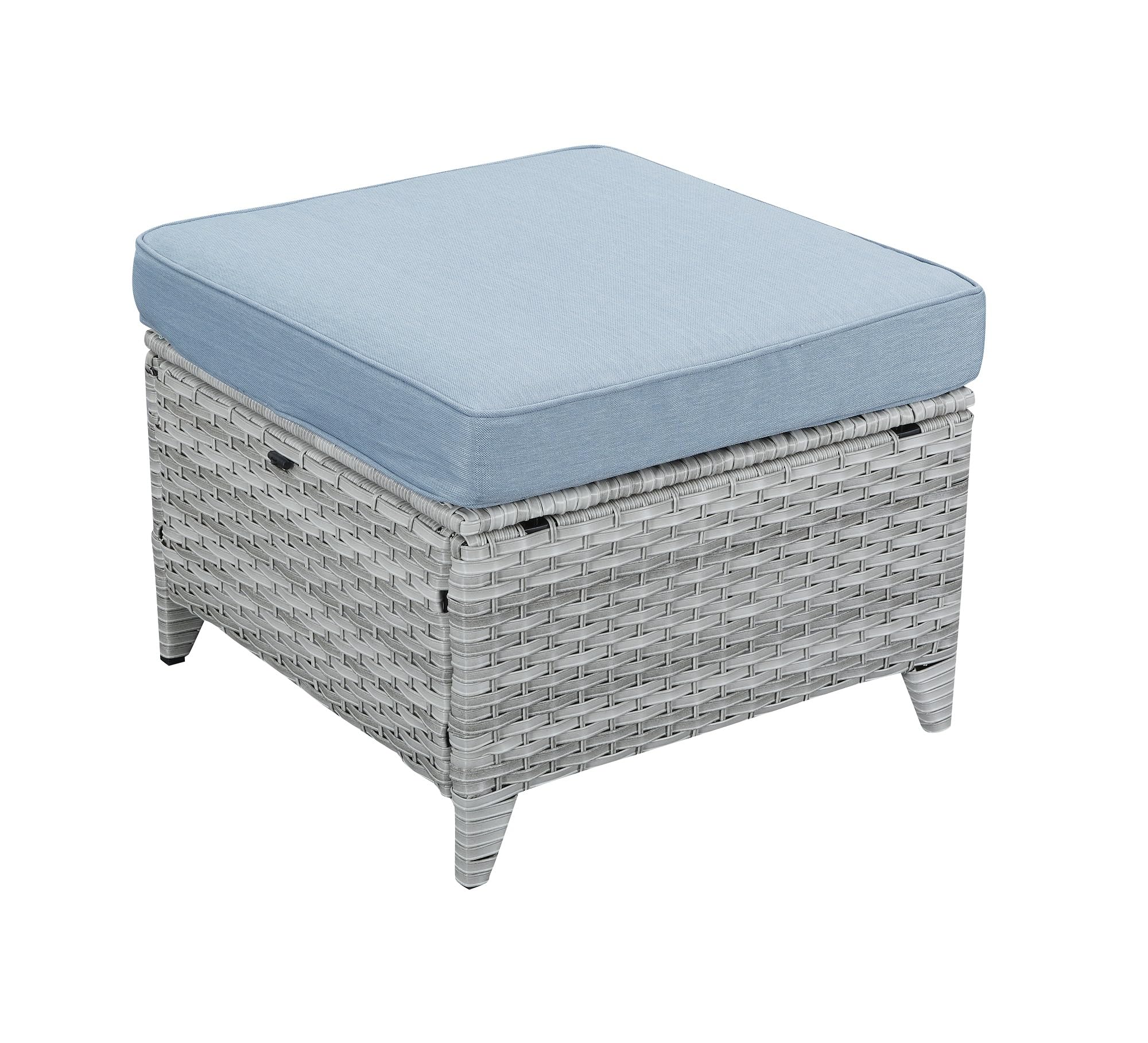 2-Piece All-Weather Rattan Ottoman Set with Soft Cushions - Outdoor Patio Furniture Footstool for Garden, Poolside & Deck Seating
