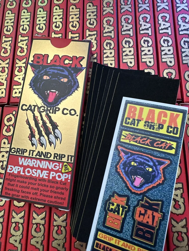 Black Cat Grip Co. 2.0 Fingerboard Grip Tape - 6 Pack - Premium Skateboard Grip for Fingerboards - Perfect for Mini Skateboard Tricks and Practice