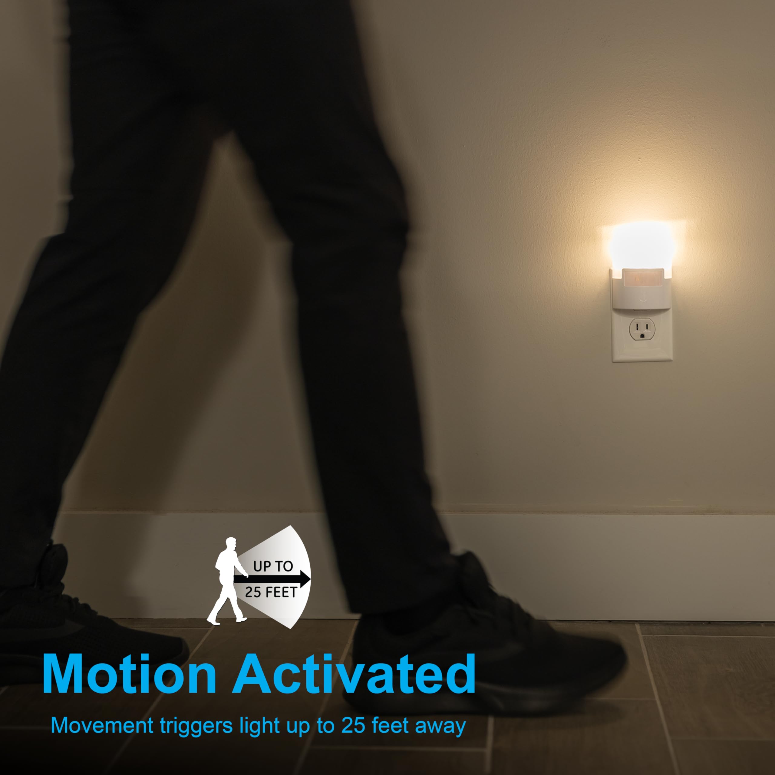 GE LED Motion Sensor Night Light - 40 Lumens Soft White Plug-in Wall Light, UL Certified Energy Efficient Nightlight for Bedroom, Bathroom, Kitchen & Hallway (White, 1 Pack) - Perfect for Safe Nighttime Navigation and Child Safety