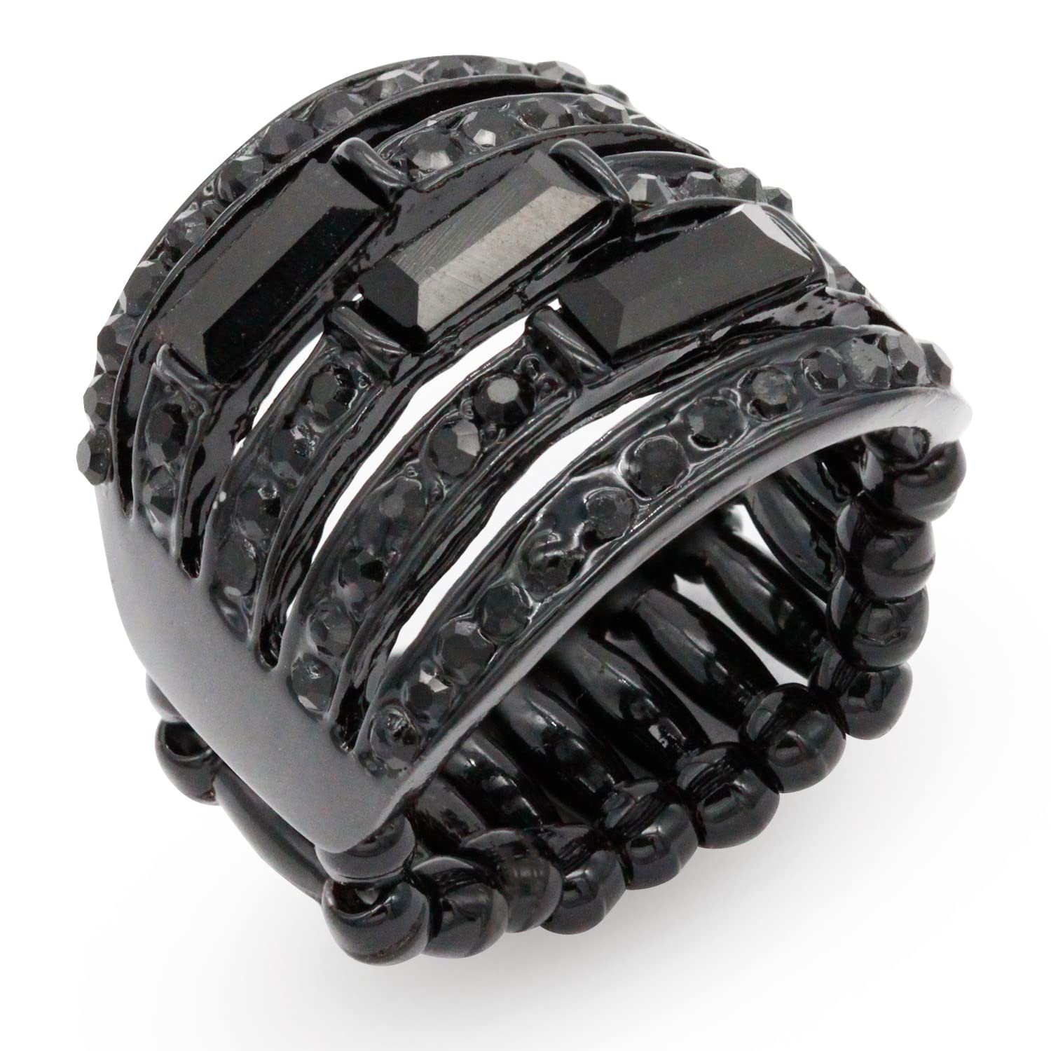 Luxury 5-Row Crystal Stretch Statement Rings for Women | Adjustable Free Size | Perfect for Parties, Weddings & Special Occasions