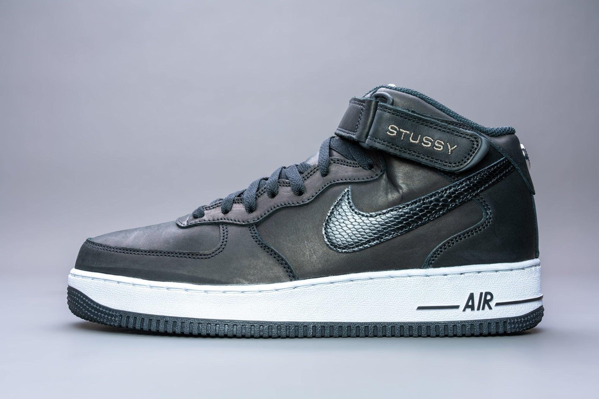 Nike Air Force 1 Mid Stussy Collaboration - Black Men's Sneakers Size 5 | Streetwear Fashion, Casual Wear & Basketball Shoes for Everyday Style