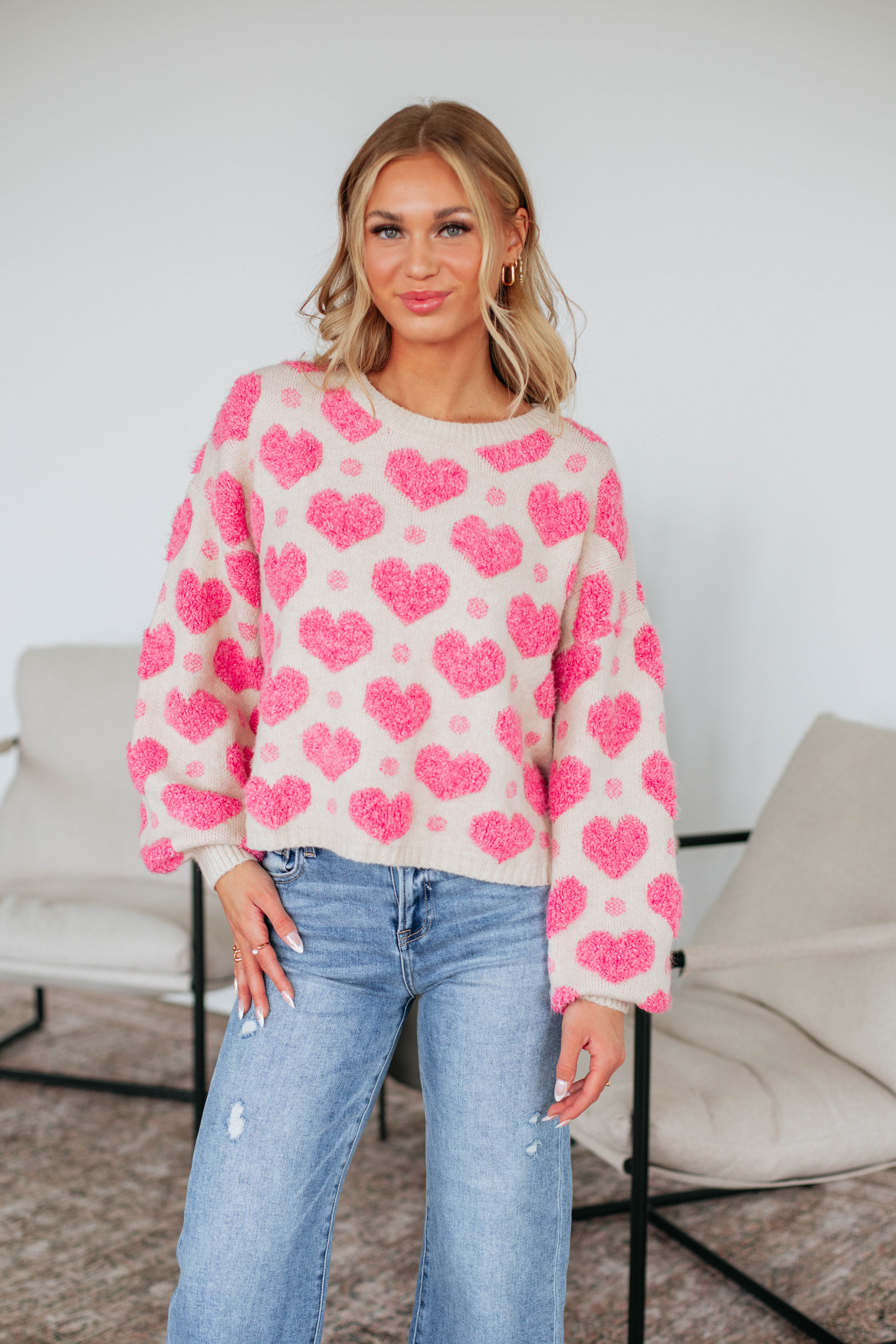 Love Yourself First Sweater - Trendy Bubblegum Pink Knit Pullover for Women | Cozy Fall & Winter Fashion | Perfect for Casual Outings, Date Nights and Self-Care Days