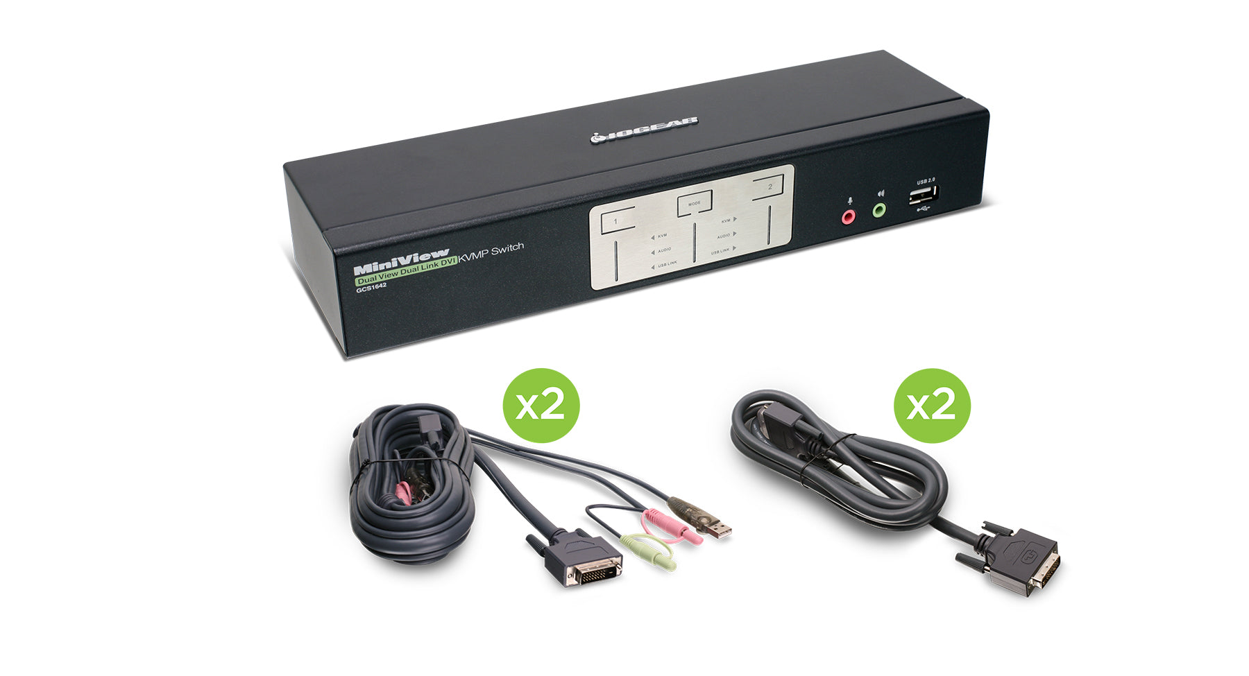 2 Port DualView Dual Link DVI KVMP Switch with Audio - TAA Compliant | Control 2 Computers with 1 Keyboard/Mouse | Ideal for Office, Gaming & Multi-Tasking Workstations