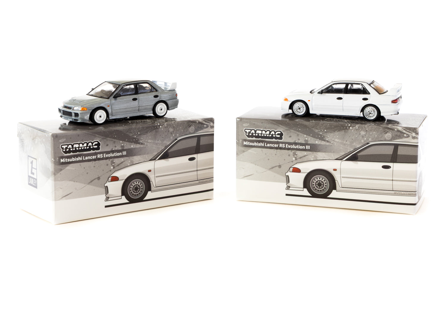 Tarmac Works 1/64 Scale Mitsubishi Lancer Evolution III RS White - Lamley Special Edition Diecast Model Car - Collectible for Car Enthusiasts & Perfect for Display or Racing Scenes