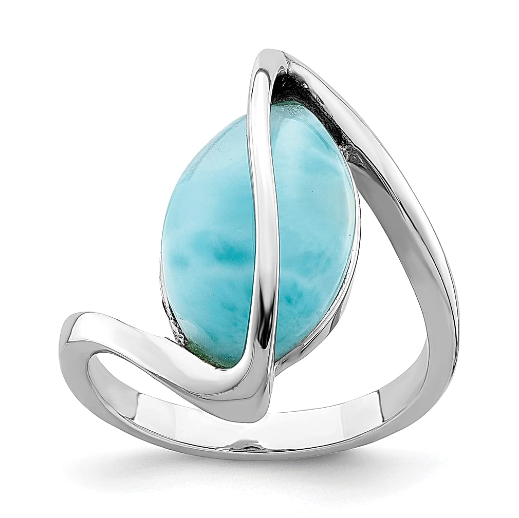 925 Sterling Silver Larimar Twisted Band Ring - Handmade Women's Jewelry, Dainty Stone Ring for Her, Perfect Gift for Birthday, Anniversary & Valentine's Day | Elegant Everyday Wear & Special Occasions