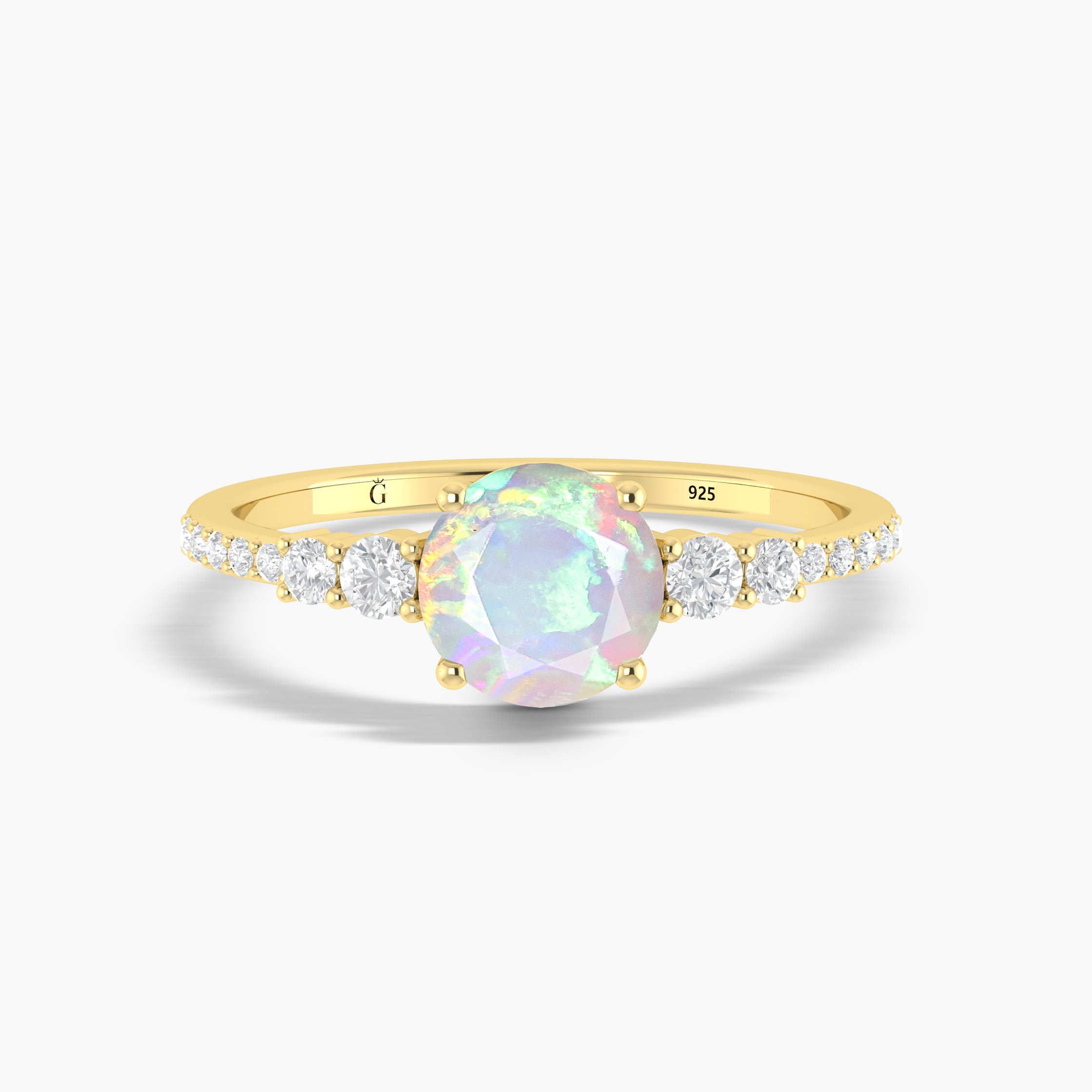 Genuine White Fire Round Ethiopian Opal Statement Ring – Elegant Jewelry for Women, Perfect for Weddings, Parties & Special Occasions