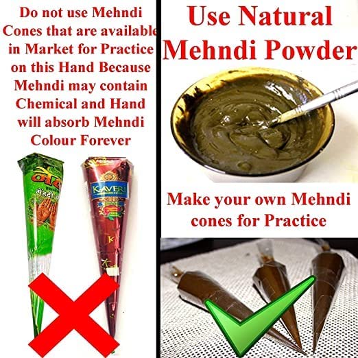 ISIRONA® Reusable Acrylic Mehndi Practice Hand - Artificial Henna Training Hand for Beginners - Perfect for Mehndi Artists, Tattoo Practice & Nail Art Training (Pack of 1)