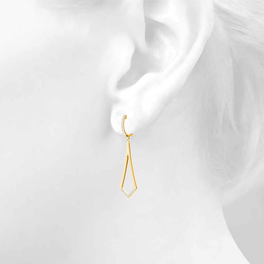0.20 Carat Diamond Drop Earrings for Women - Modern Dangle Earrings for Wedding, Party & Evening Wear - 14K White Gold Elegant Jewelry Gift