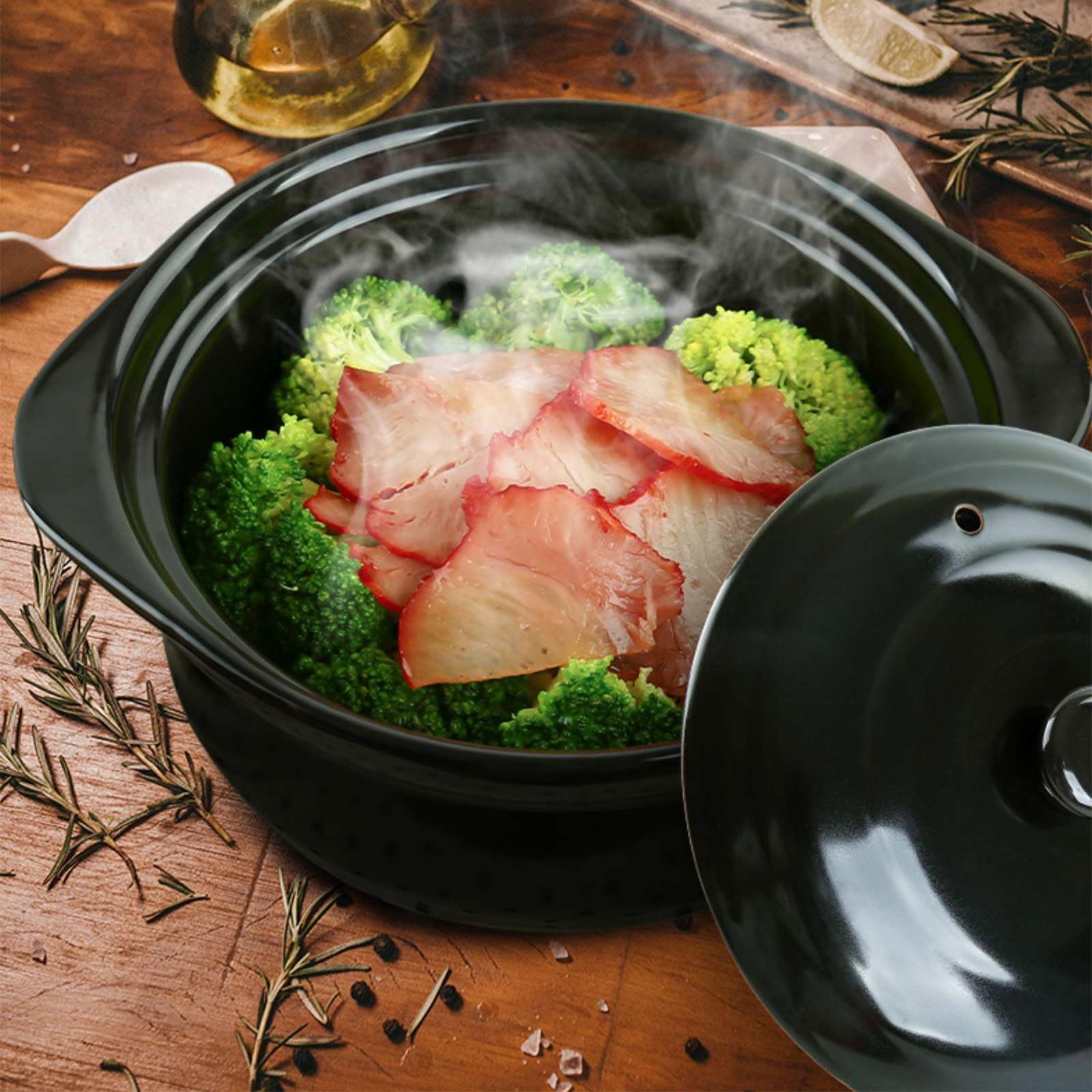 3.4 Quart Ceramic Cooking Pot - Heat-Resistant Clay Casserole with Lid for Stovetop, Rice, Meat & Soup - Traditional Chinese Cookware Stone Pot for Home Kitchen & Asian Cuisine