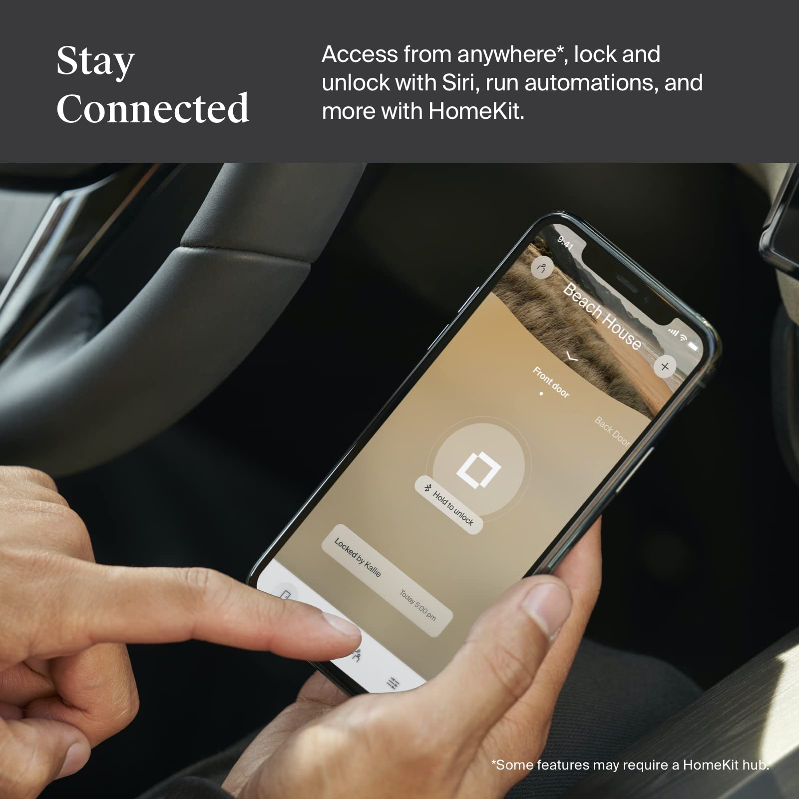 Level Lock Smart Lock - World's Smallest Smart Lock for Home Security - iOS & Android App Control - Apple HomeKit Compatible (Matte Black) - Perfect for Smart Homes, Apartments & Vacation Rentals
