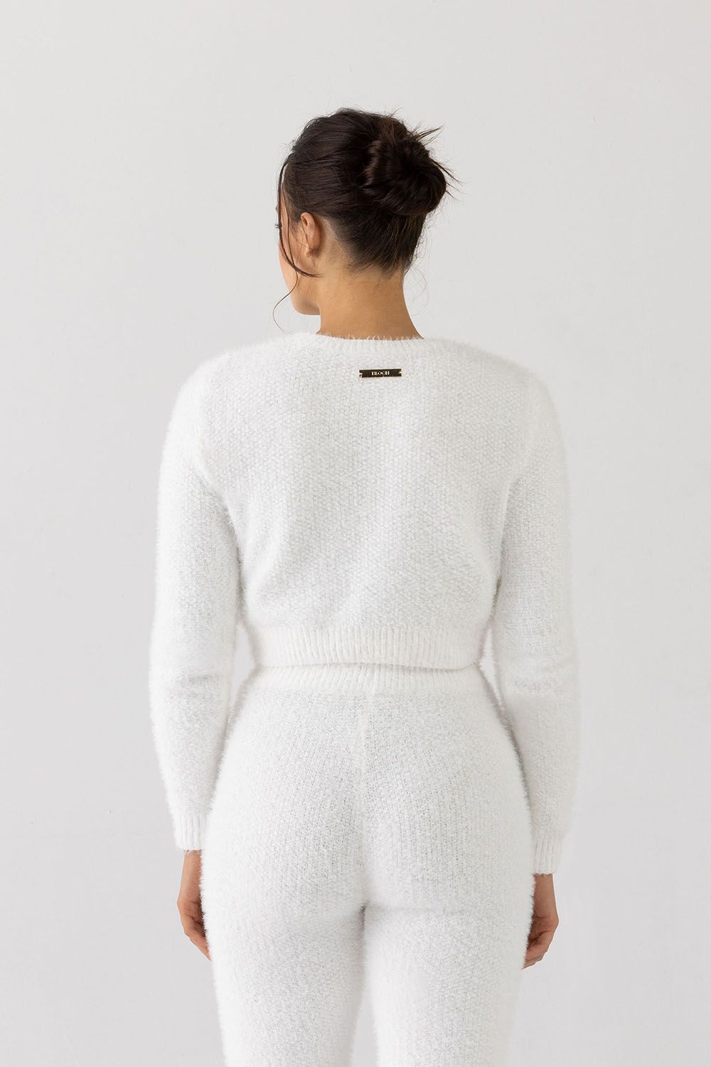 Bloch Women's Popcorn Stitch Cropped Sweater Top - Soft Knit Casual Pullover for Fall & Winter - Perfect for Coffee Dates, Office Wear and Weekend Outfits
