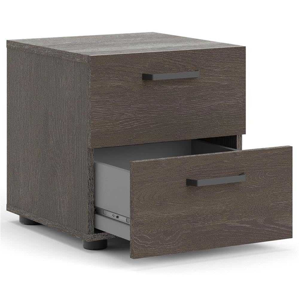 Pemberly Row Modern Wood 2-Drawer Nightstand in Dark Chocolate - Stylish Bedside Table for Bedroom, Living Room & Guest Room