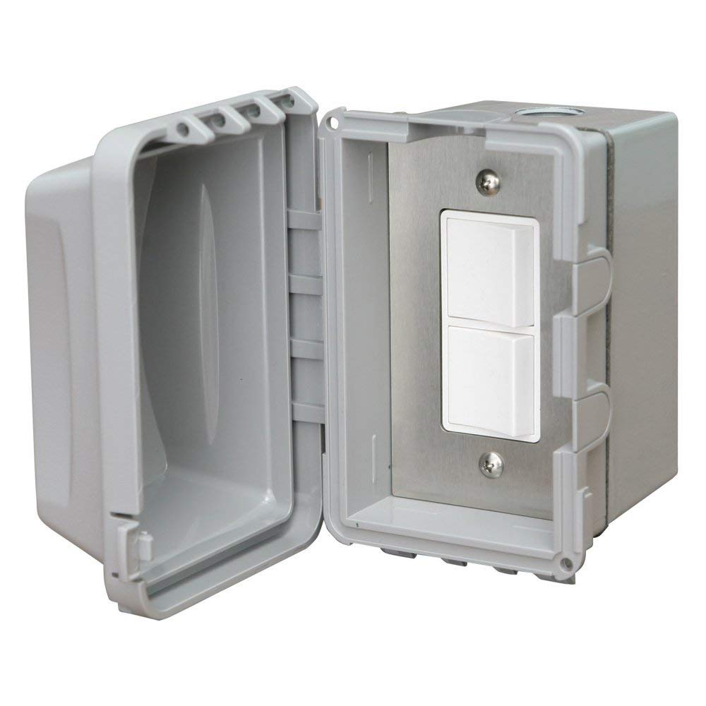 Infratech Waterproof Duplex Switch Assembly - Surface Mount Electrical Outlet for Bathroom, Kitchen & Outdoor Use