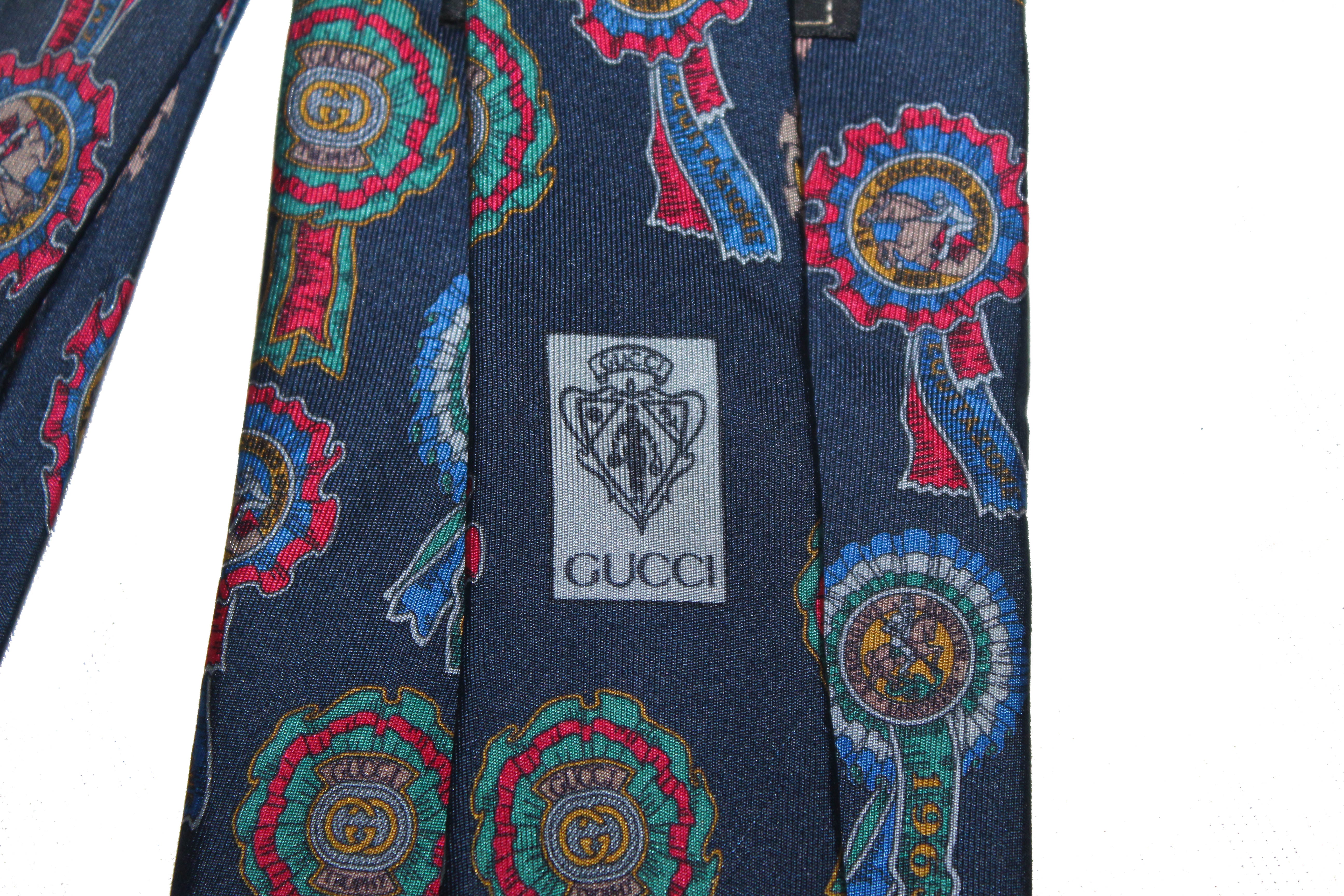 Authentic Gucci Blue Silk Ribbon Men's Tie - Luxury Formal Necktie for Business, Weddings & Special Occasions