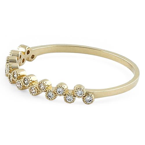 14K Yellow Gold Thin Classic Round Clear Cubic Zirconia CZ Ring for Women - Elegant Everyday Jewelry, Wedding, Engagement, Anniversary Gift