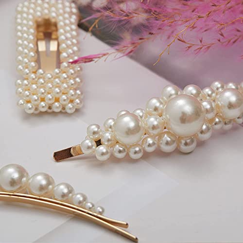 FAMEZA 8 Pack Pearl Hair Clips for Women & Girls - Elegant Handmade Hair Barrettes for Wedding, Party & Everyday Use - Cute Hair Accessories for Bridal, Prom & Daily Styling