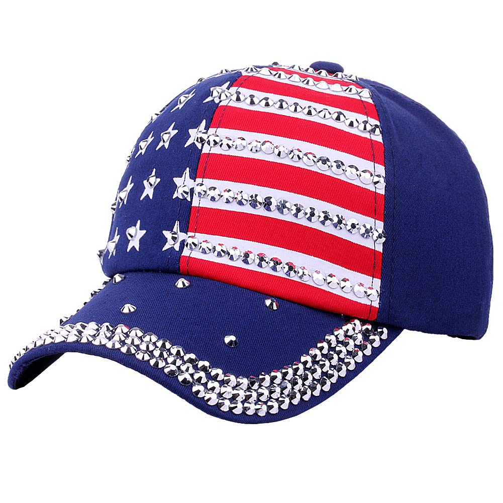 Sparkly American Flag Baseball Cap for Men & Women - USA Bling Hip Hop Hat - Perfect for 4th of July, Sports Games & Streetwear Fashion
