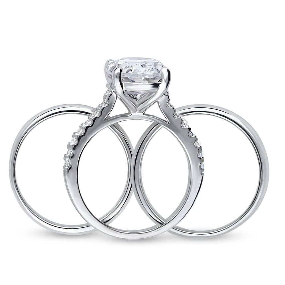 BERRICLE 5.5 Carat Oval Cut Cubic Zirconia Sterling Silver Solitaire Engagement Ring Set for Women, Rhodium Plated Size 4-10 - Perfect for Wedding, Proposal & Anniversary Gifts