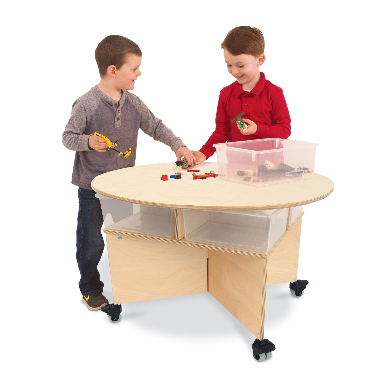 Mobile Collaboration Table with Trays - Portable Workstation for Office, Conference & Team Meetings - Ideal for Remote Work, Brainstorming & Group Projects