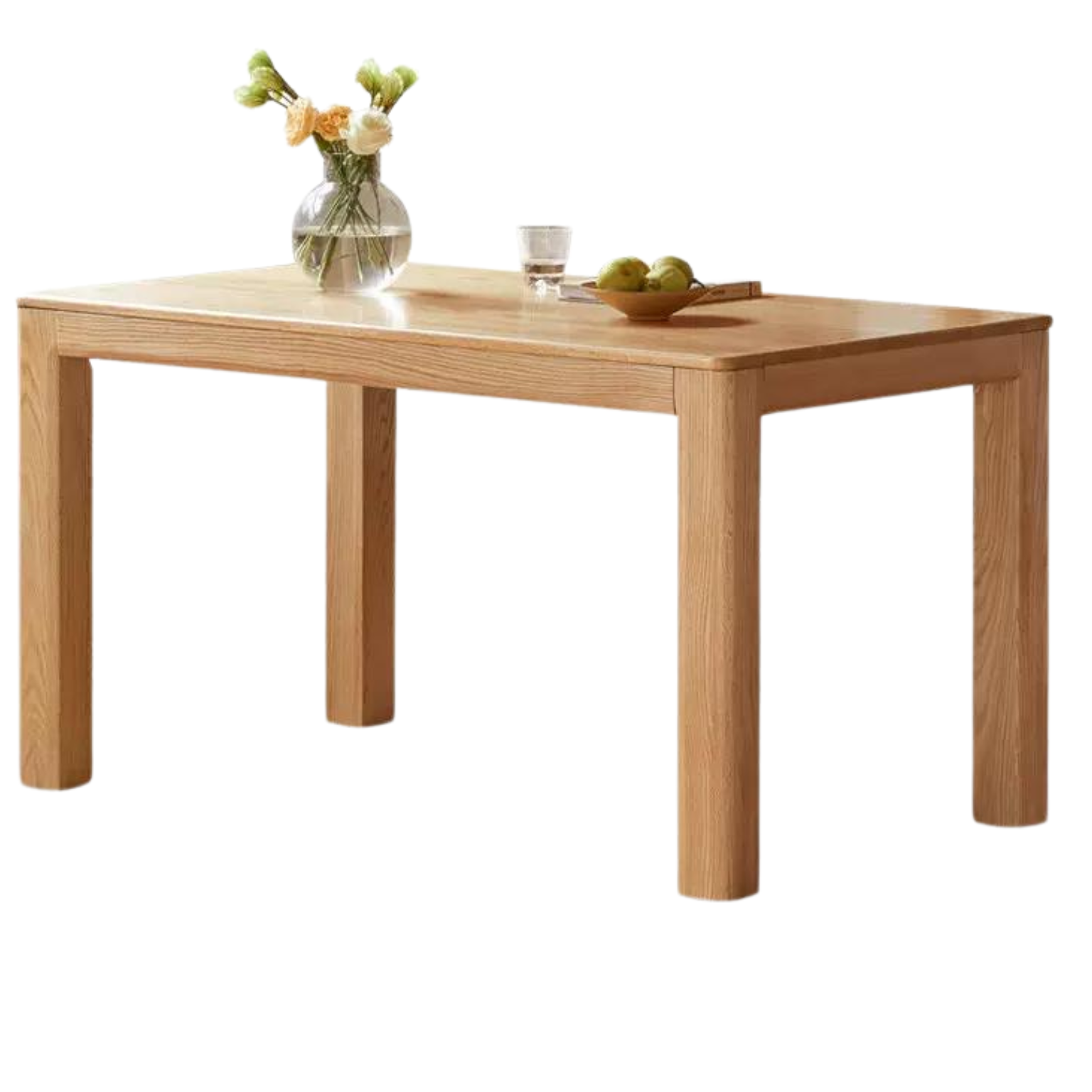 Solid Oak Wood Rectangular Dining Table - Rustic Farmhouse Style for Kitchen, Dining Room & Outdoor Entertaining