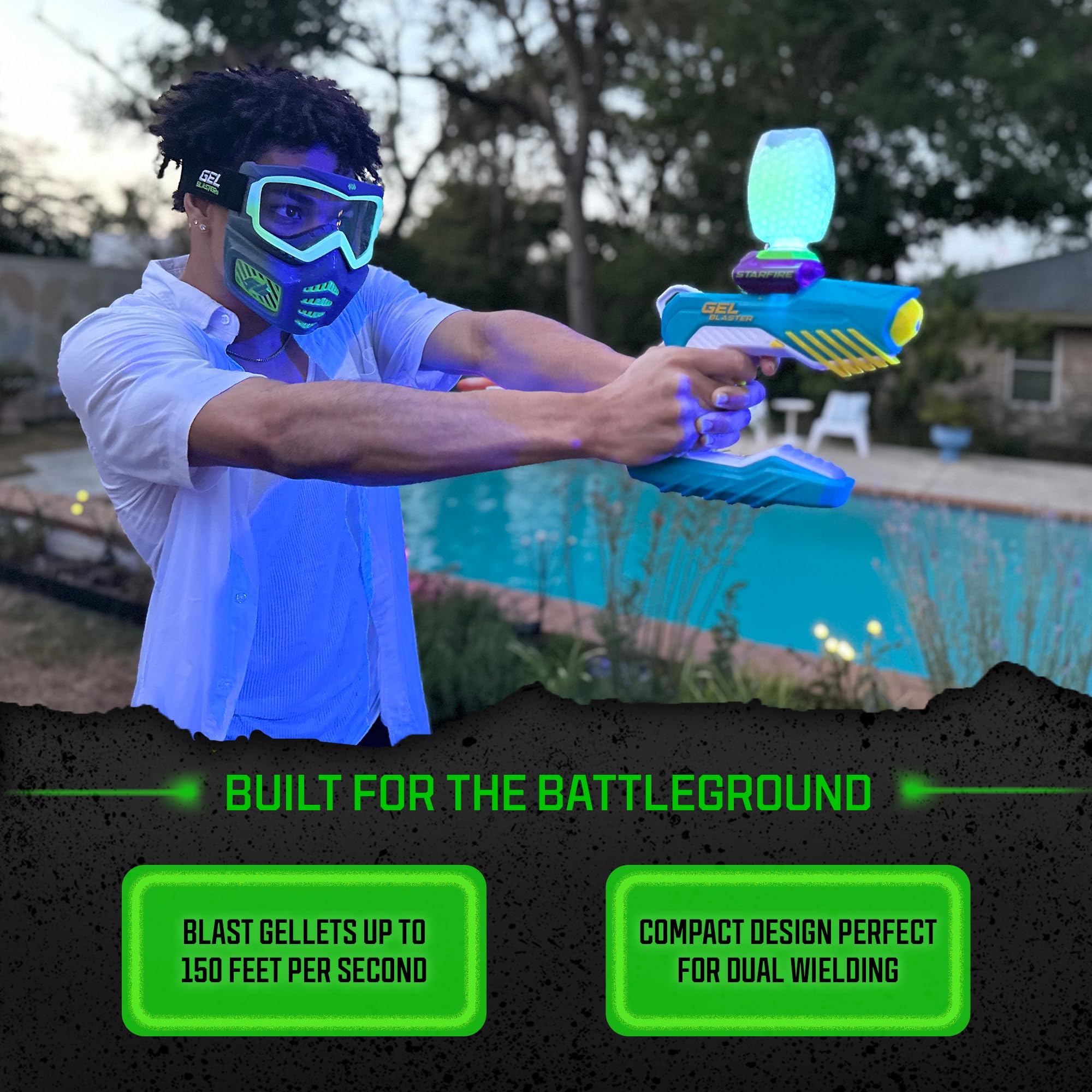 Gel Blaster Piranha - Waterproof Splat Ball Gun with Eco-Friendly Water Beads | 100+ Foot Range Automatic Blaster for Outdoor Games, Backyard Battles & Pool Parties | Perfect for Teens Ages 14+ | Great for Team Building, Birthday Parties & Summer Fun