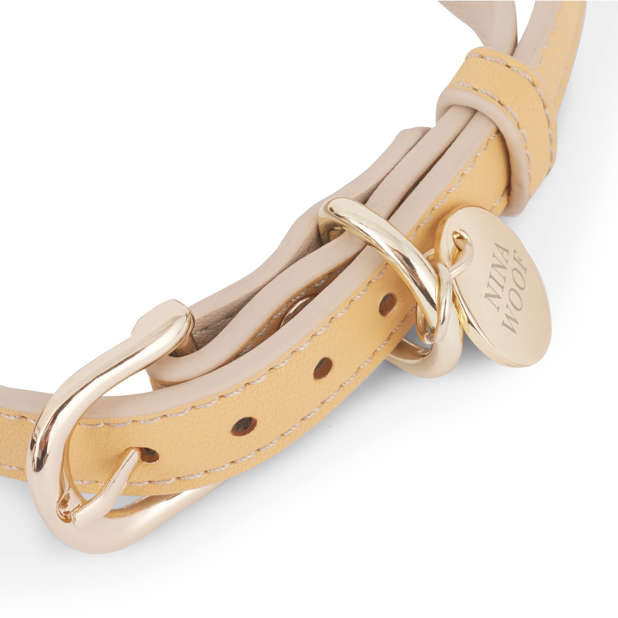 Premium Vegan Leather Dog Collar - Nina Woof Copenhagen Cruelty-Free Adjustable Padded Luxury Collar for Small Dogs (XS 10.9