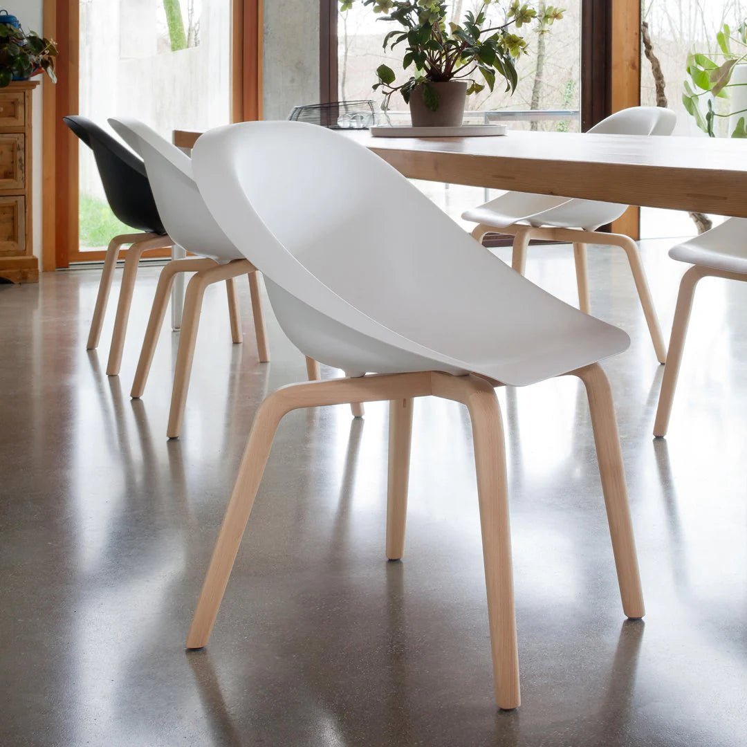 Karim Rashid Hoop Side Chair with Wood Base - Modern Dining Room & Office Accent Chair for Home & Workspace