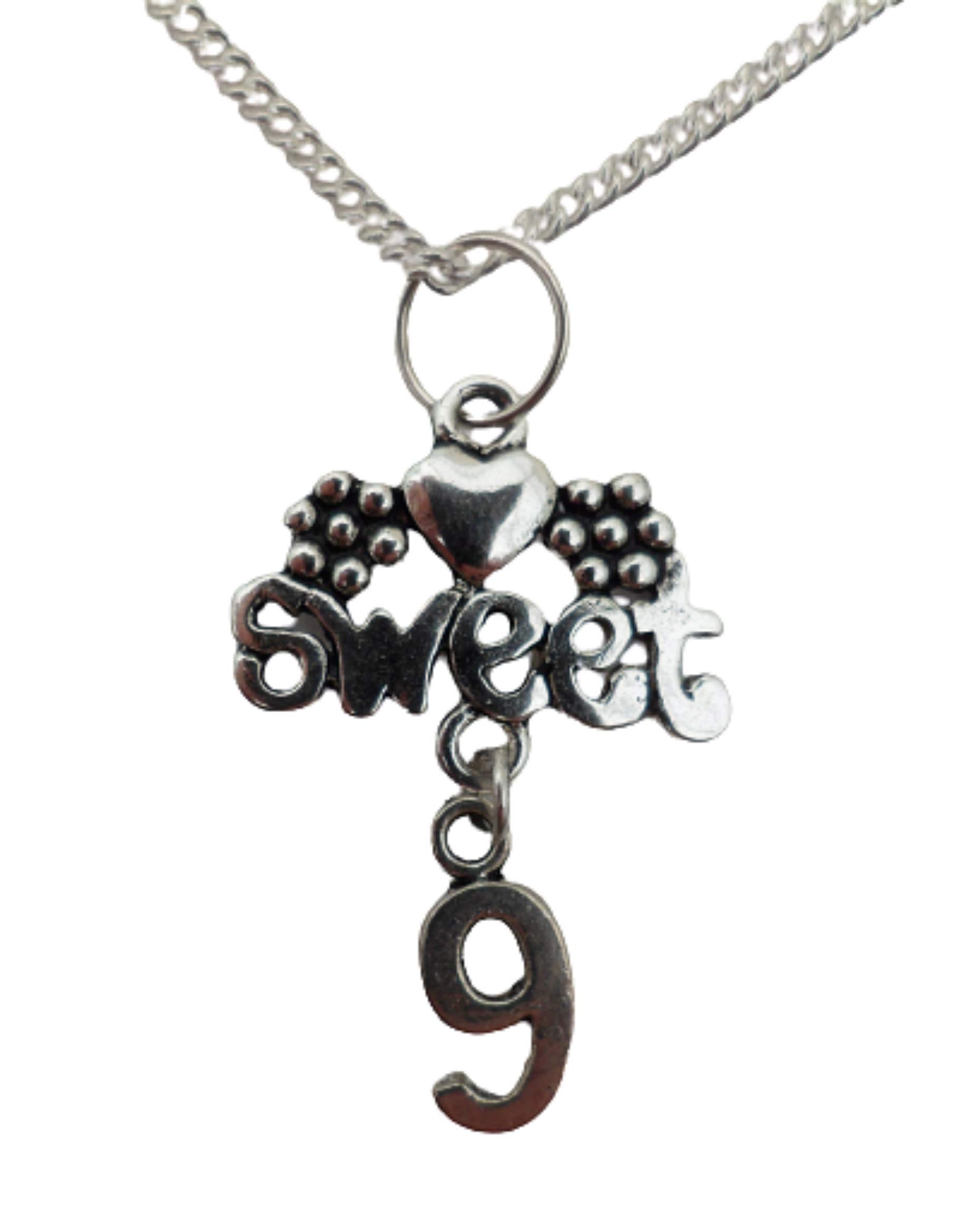 Silver Plated Number 9 Charm Necklace - Birthday & Anniversary Gift