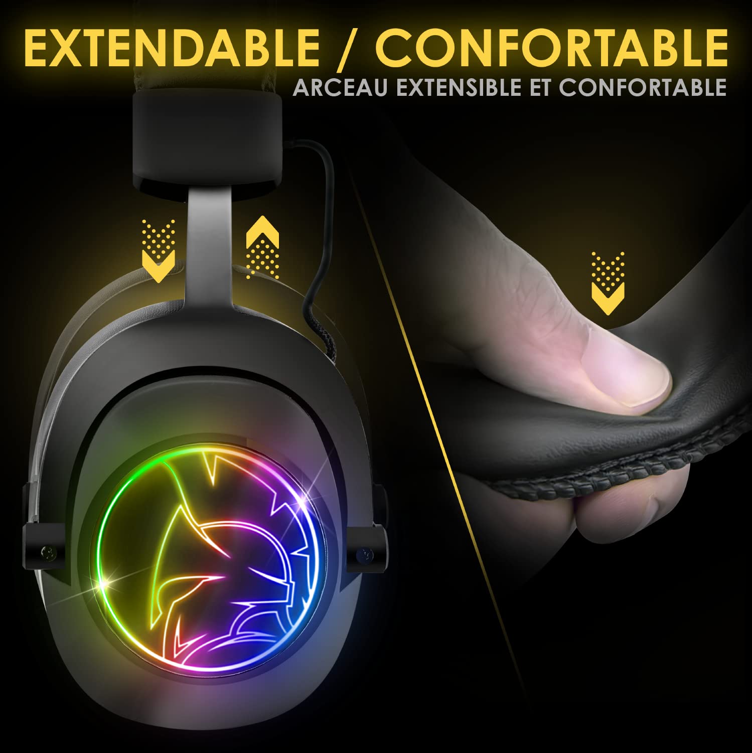 EMPIRE GAMING WarCry P-W2 Wireless Gaming Headset with Detachable Mic - 2.4GHz WiFi, RGB Lighting, Surround Sound for PS5/PS4/PC/Mac/Nintendo Switch - Perfect for Competitive Gaming & Online Streaming