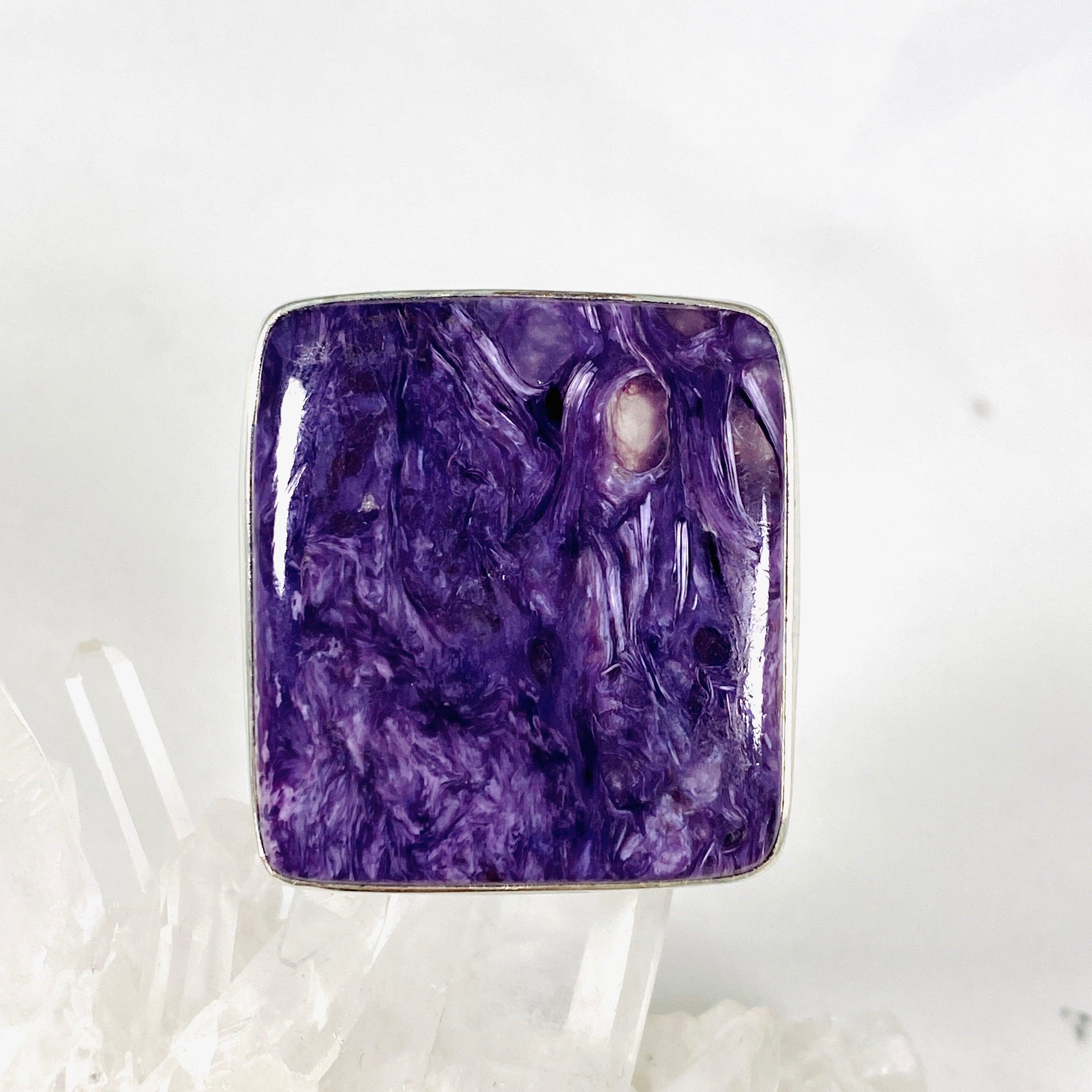Charoite Square Ring Size 10 - Unique Purple Gemstone Jewelry for Women - Perfect for Gifts, Weddings & Special Occasions