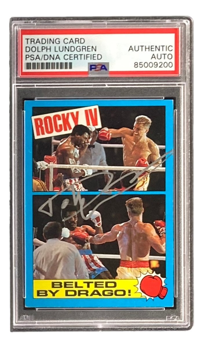 Dolph Lundgren Autographed Ivan Drago 1985 Topps #21 Rocky IV Trading Card - PSA/DNA Certified - Collectible Memorabilia for Movie Fans & Sports Card Collectors - Perfect for Display, Gifts, and Investment