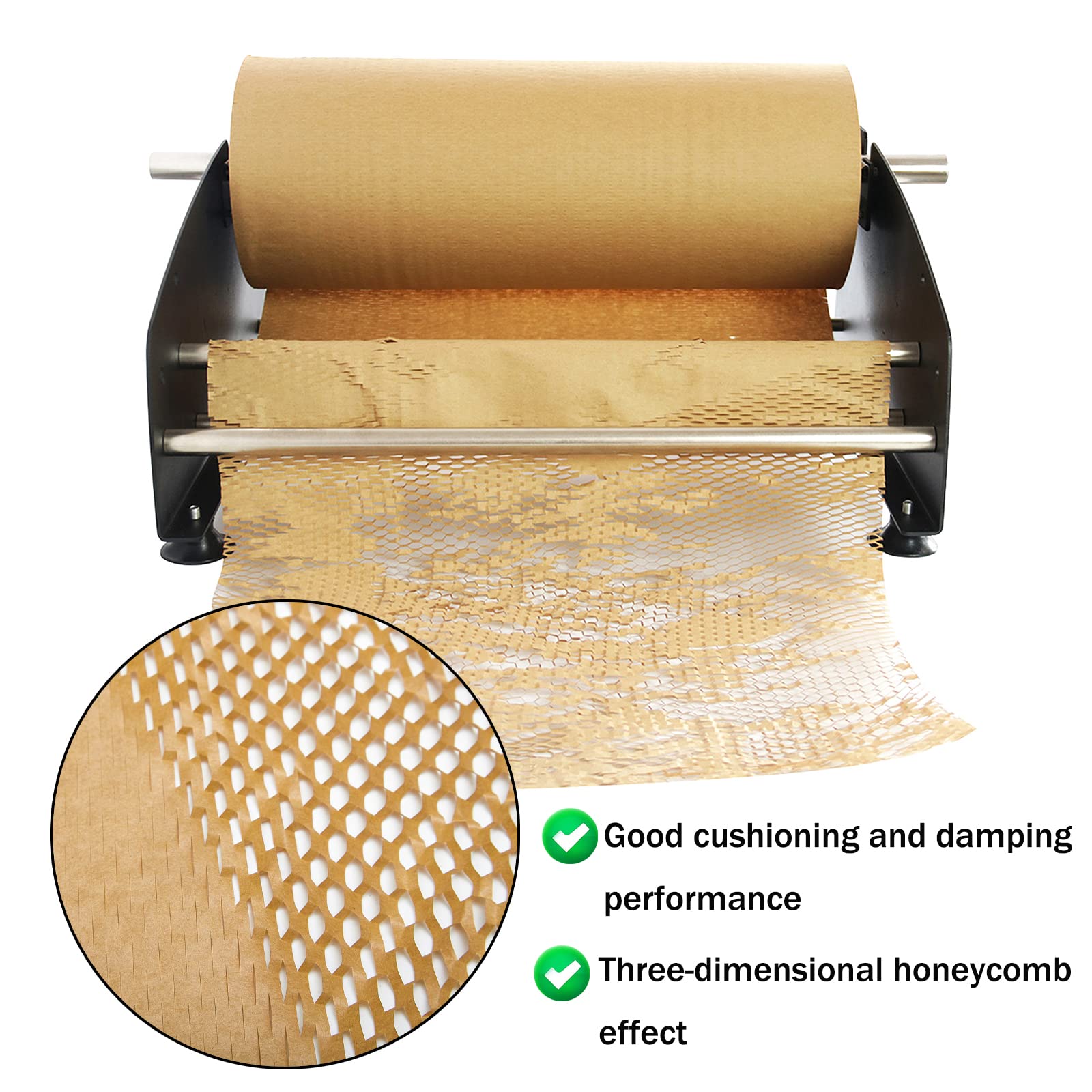 Honeycomb Packing Paper Roll Dispenser - Kraft Wrapping Paper Holder Manual Machine for Small Business | Improve Packing Efficiency | Ideal for E-commerce, Retail & Shipping Packaging (Dispenser Only)