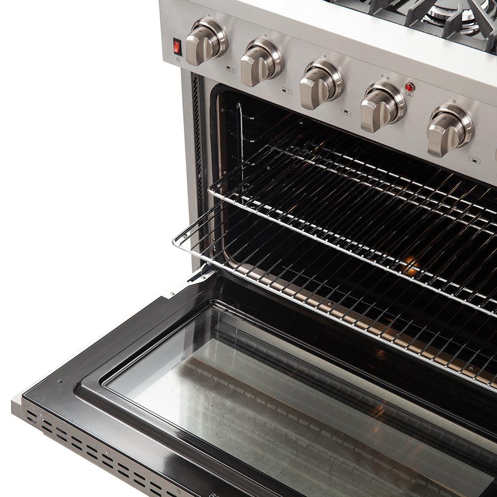 Forno Galiano Gold Professional 36-Inch 5.32 cu.ft Freestanding All Gas Range - FFSGS6244 36 | Premium Stainless Steel Gas Stove for Home Kitchen, Restaurant & Commercial Use
