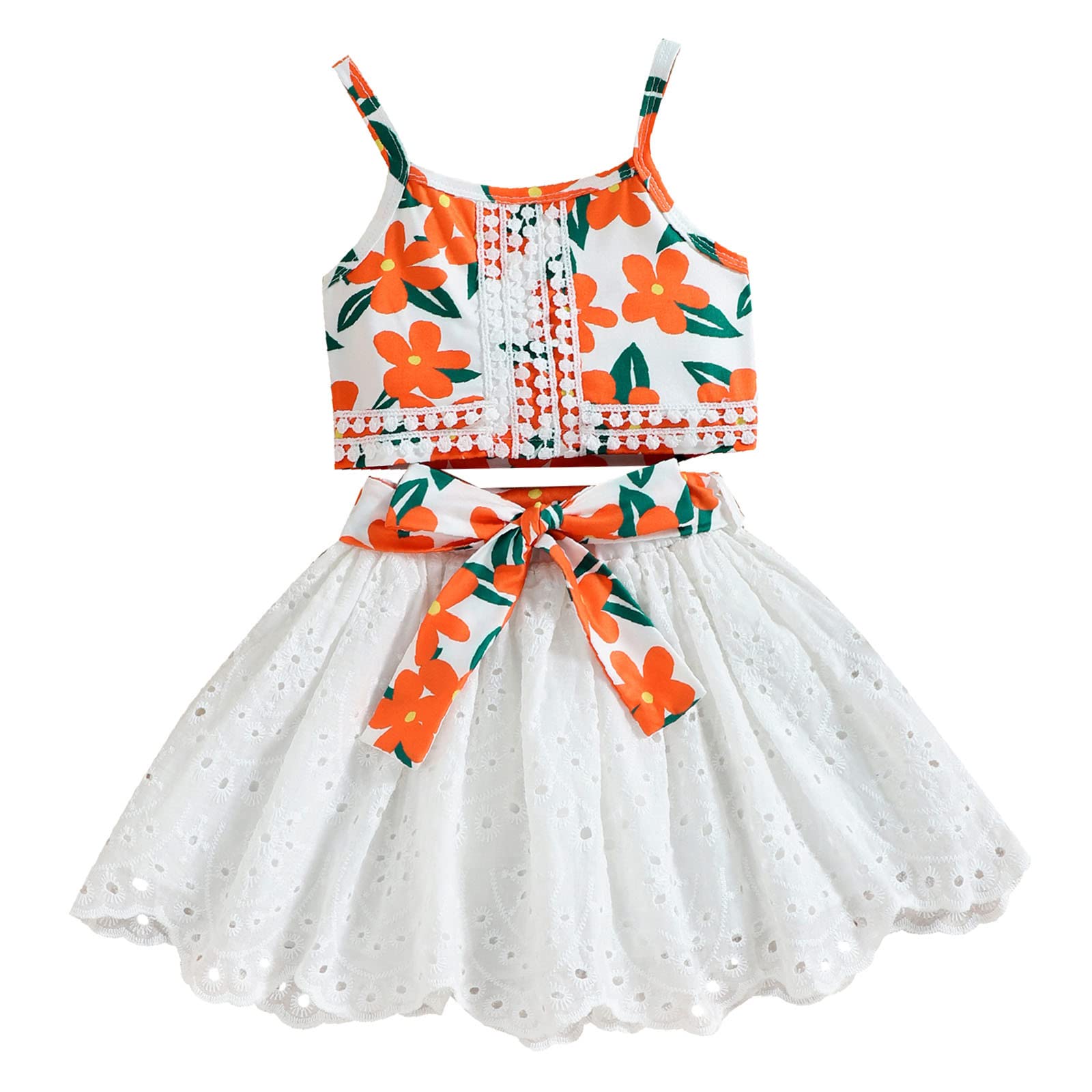 Toddler Girls Sleeveless Floral Vest Top & Bowknot Skirt Outfit Set - Summer Casual Wear for Playdates, Beach & Outdoor Activities