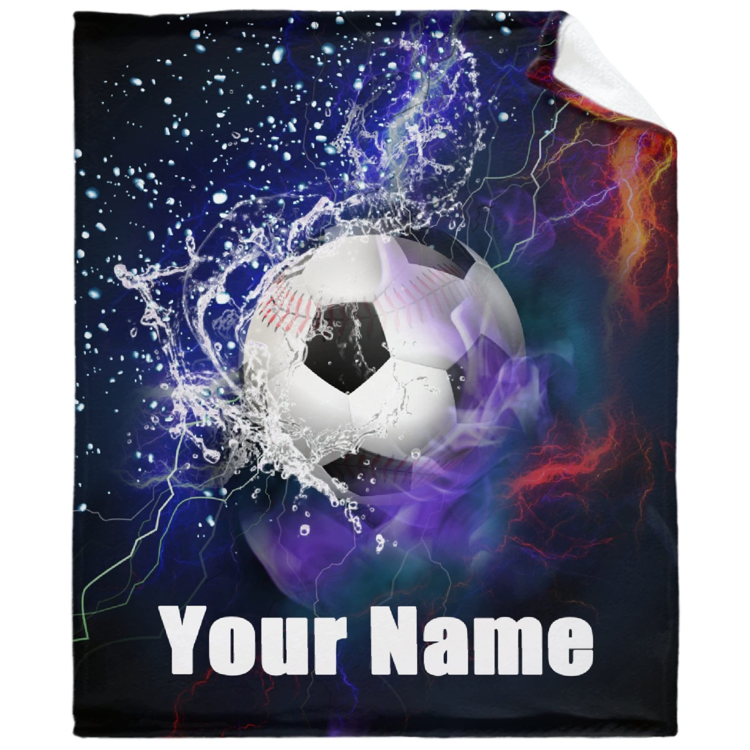 Personalized Soccer Throw Blanket - Custom Name Fleece Blanket for Men, Boys & Friends | Soft Flannel Gift for Birthday, Anniversary & Sports Fans | Cozy Couch, Bed & Game Day Blanket