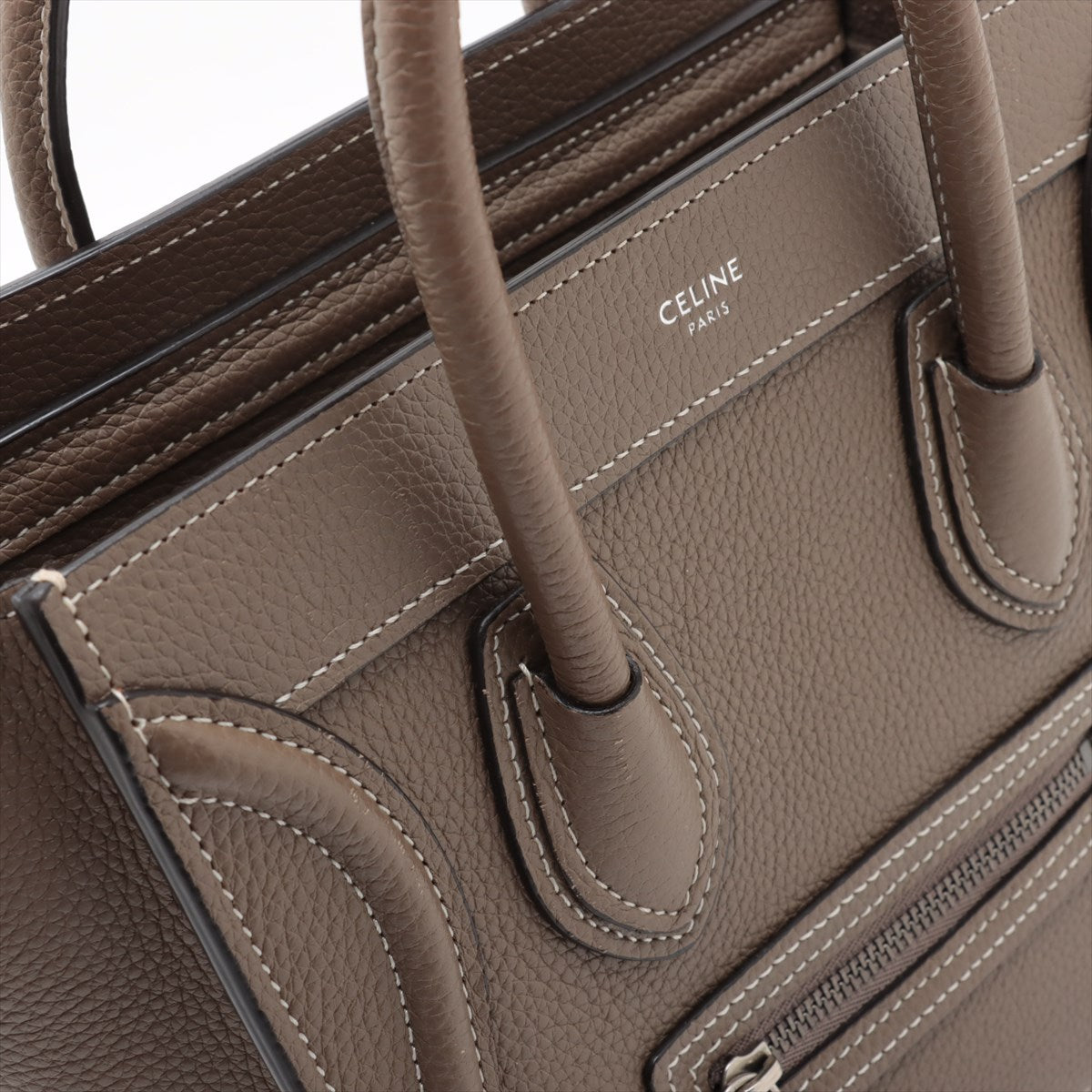 Celine Luggage Nano Shopper Leather Handbag in Greige - Premium Designer Tote for Women | Perfect for Work, Travel & Everyday Use