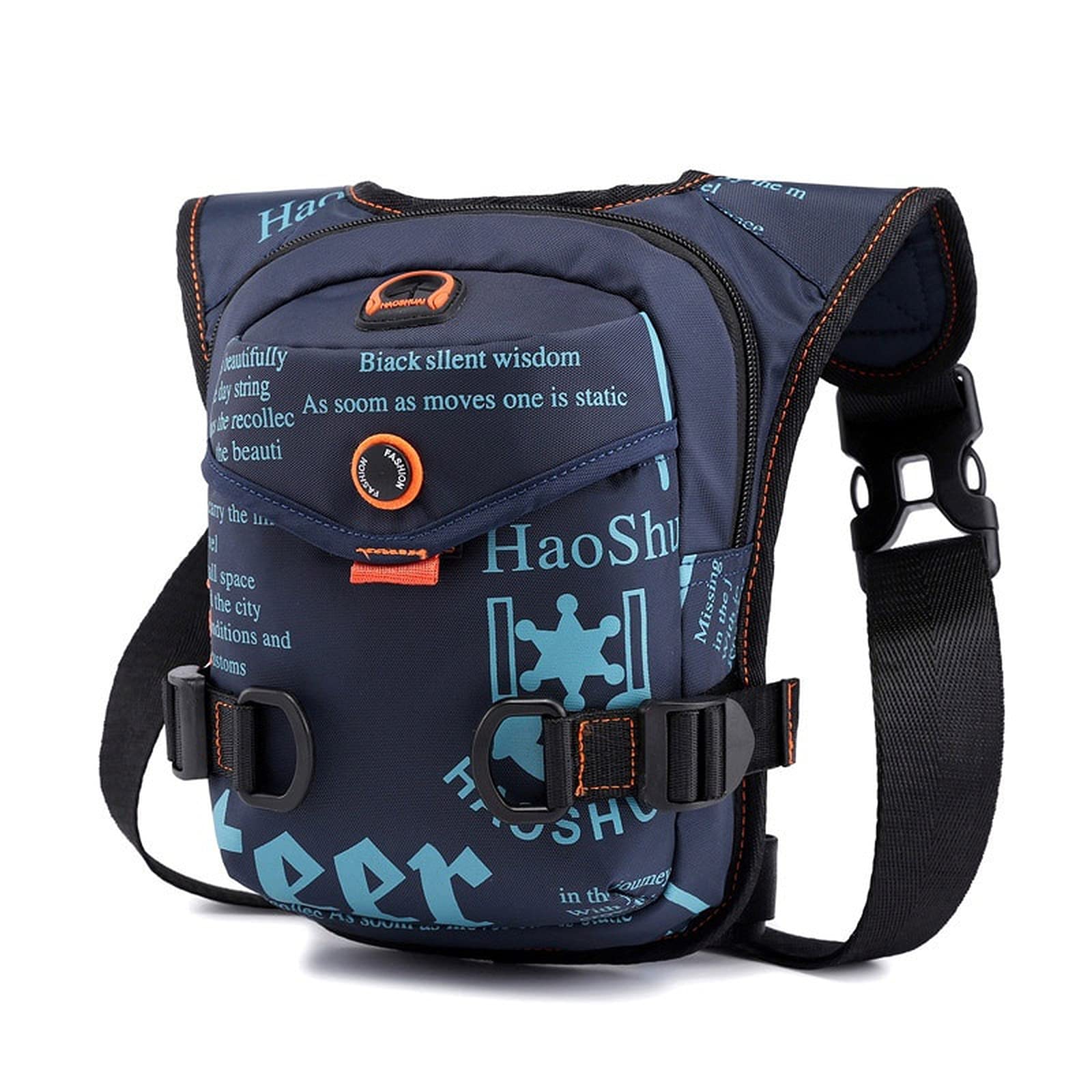 Waterproof Nylon Drop Leg Bag for Men - Adjustable Waist Fanny Pack with Shoulder Strap - Ideal for Motorcycle Riding, Hiking, Travel & Outdoor Activities