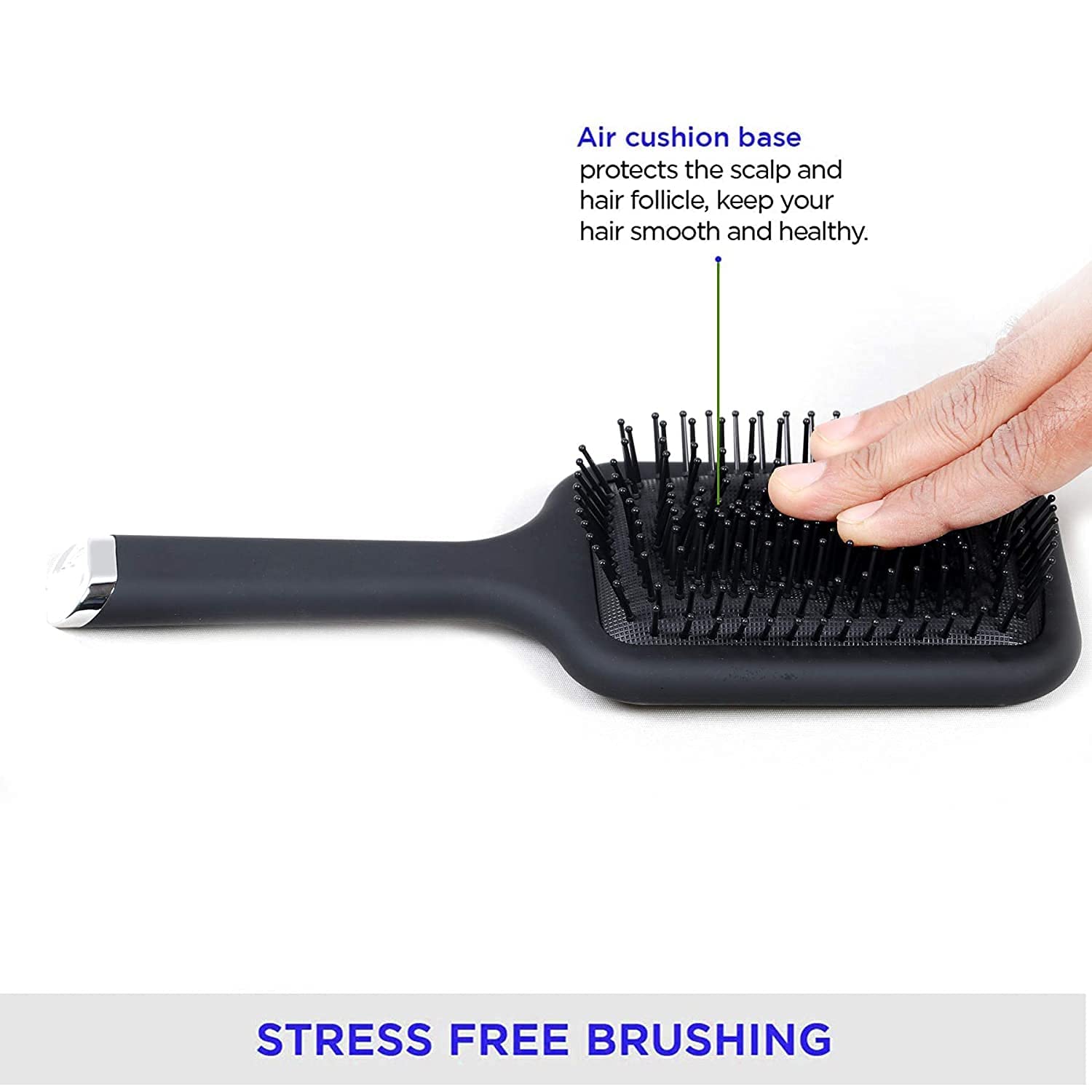 MAPPERZ Paddle Hair Brush with Soft Ball Tip Bristles - Professional Hair Straightening & Styling Brush for Men & Women - Detangling & Smoothing Hair for Daily Grooming - Perfect for Home & Salon Use (Black)