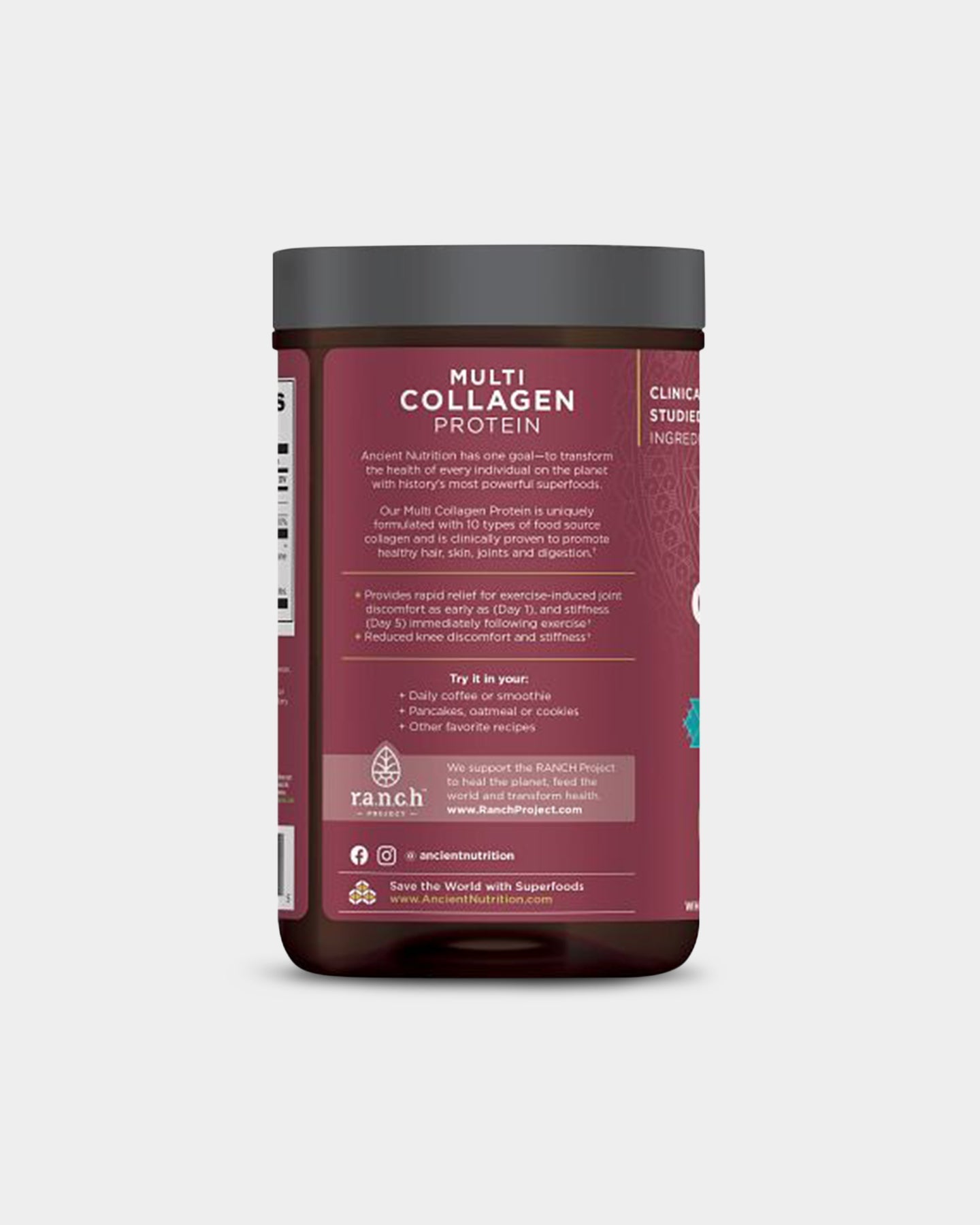 Ancient Nutrition Multi Collagen Protein Powder for Joint & Mobility Support - Supports Healthy Skin, Hair & Nails - Grass-Fed Collagen Peptides for Women & Men - Ideal for Smoothies, Coffee & Post-Workout Recovery