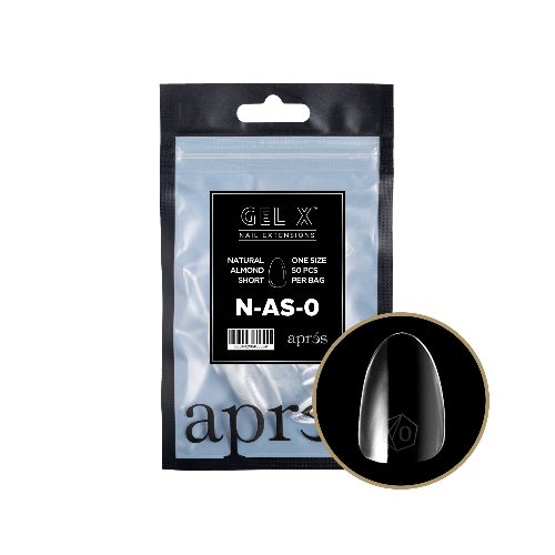 Apres Gel X Refill Tips 2.0 - 50pcs Natural Short Almond Nail Tips for DIY Manicure & Salon Use - Perfect for Gel Extensions, Acrylic Nails & At-Home Nail Art