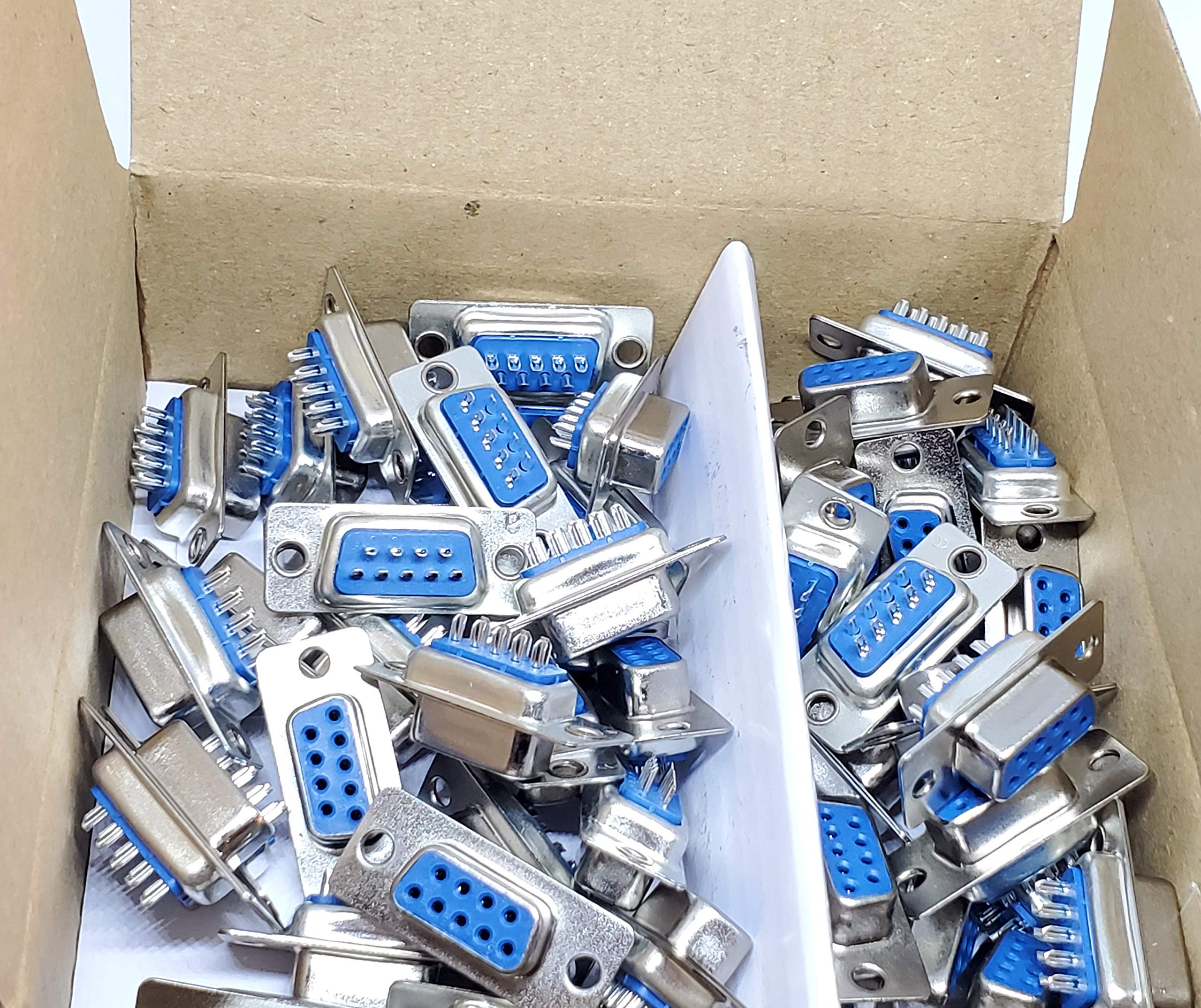 DB9 Female D-Sub Solder Connector 50-Pack for PC Accessories & DIY Projects