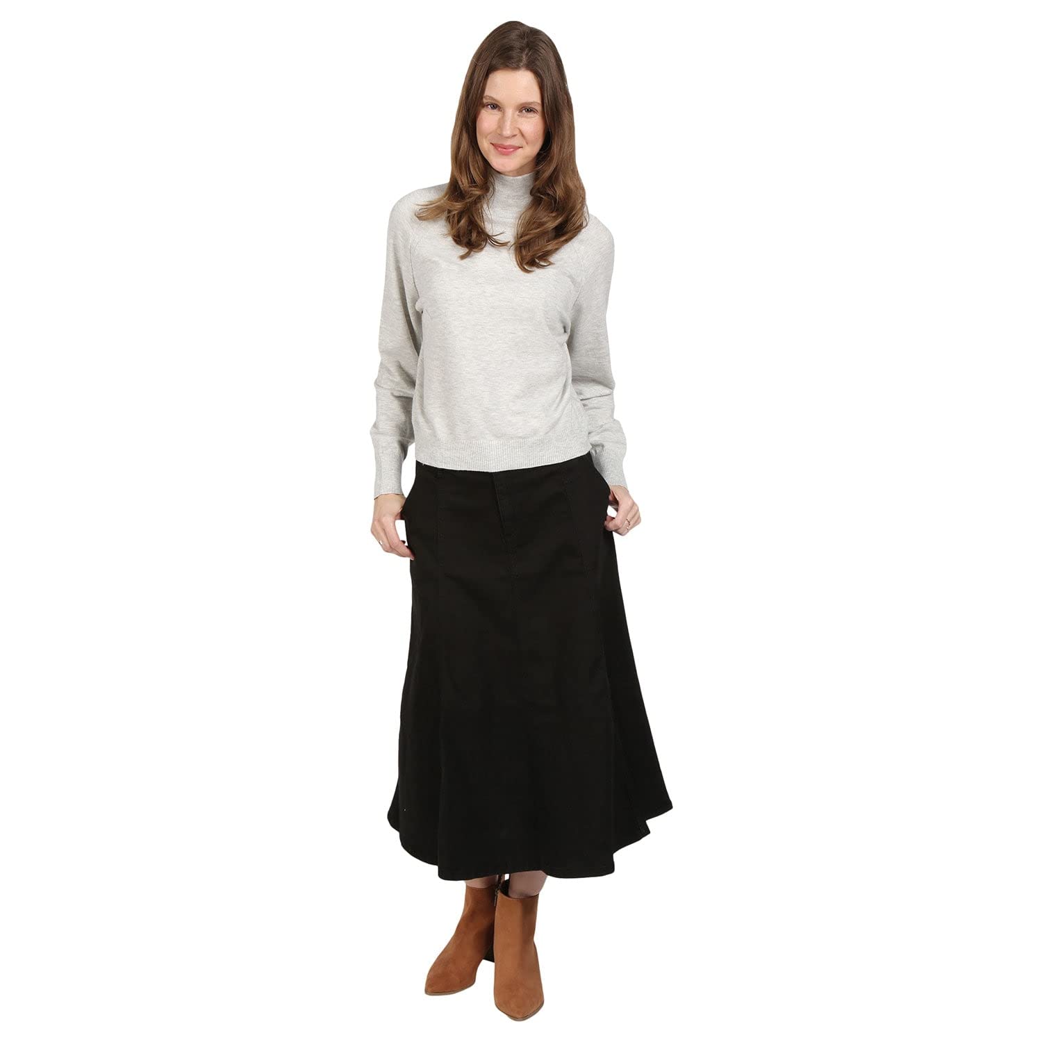 CATALOG CLASSICS Women's Long Denim Skirt - Blue High Waist Midi Jean Skirt for Women | Casual Outfit, Boho Style, Everyday Wear