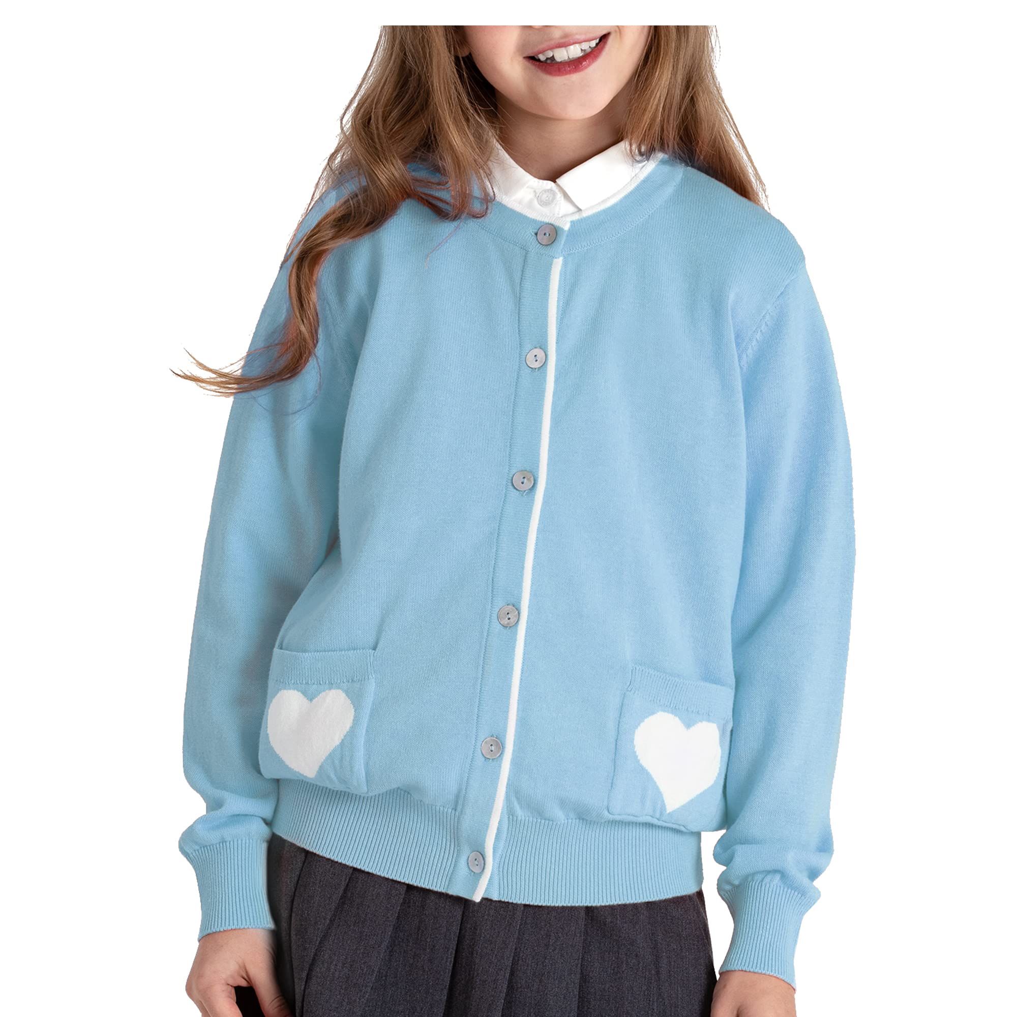 Girls' Cute Heart Pocket Cardigan - Soft Knit Sweater for Kids | Perfect for School, Playdates & Family Outings