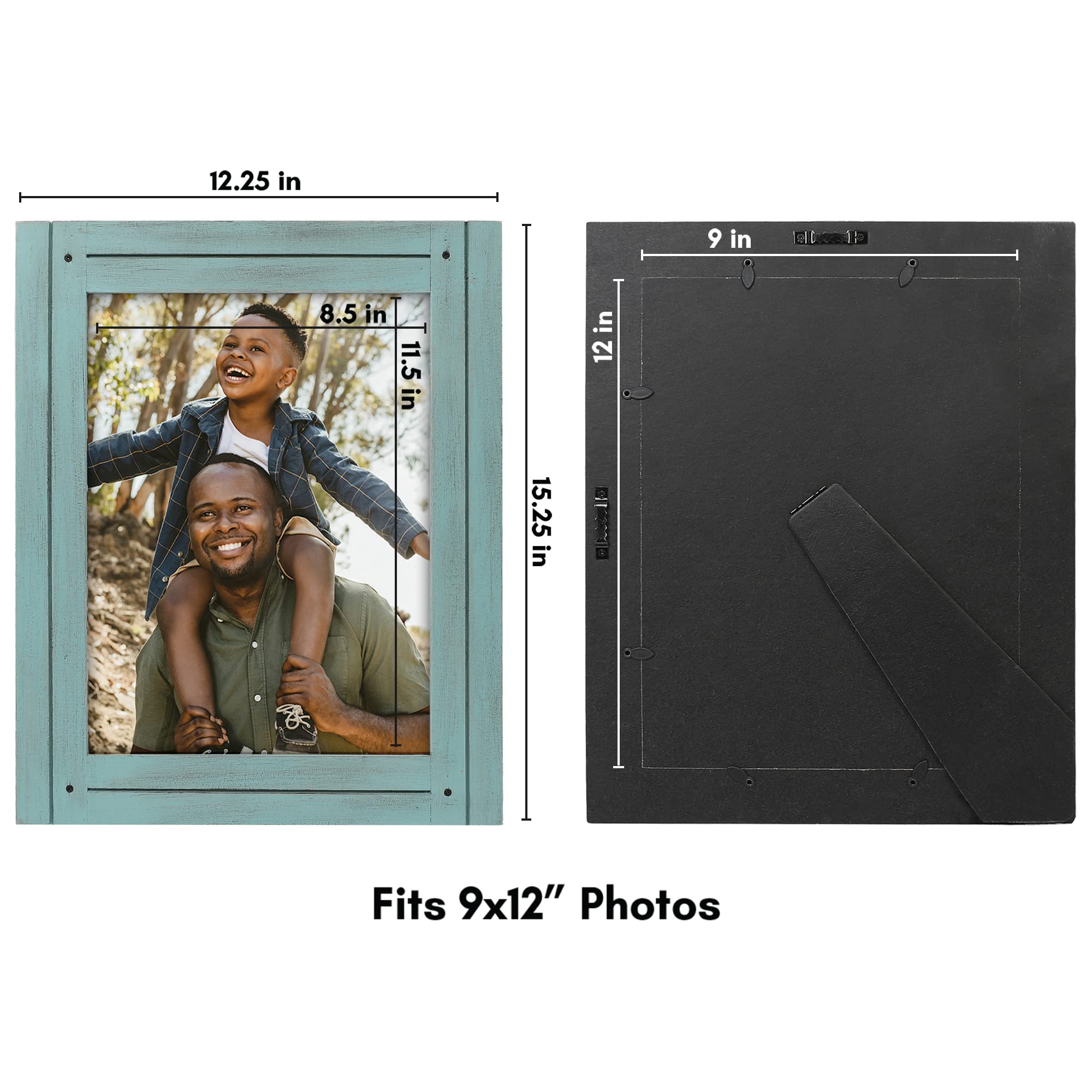 Americanflat 9x12 Distressed Wood Picture Frame - Turquoise Blue for Wall & Tabletop Decor