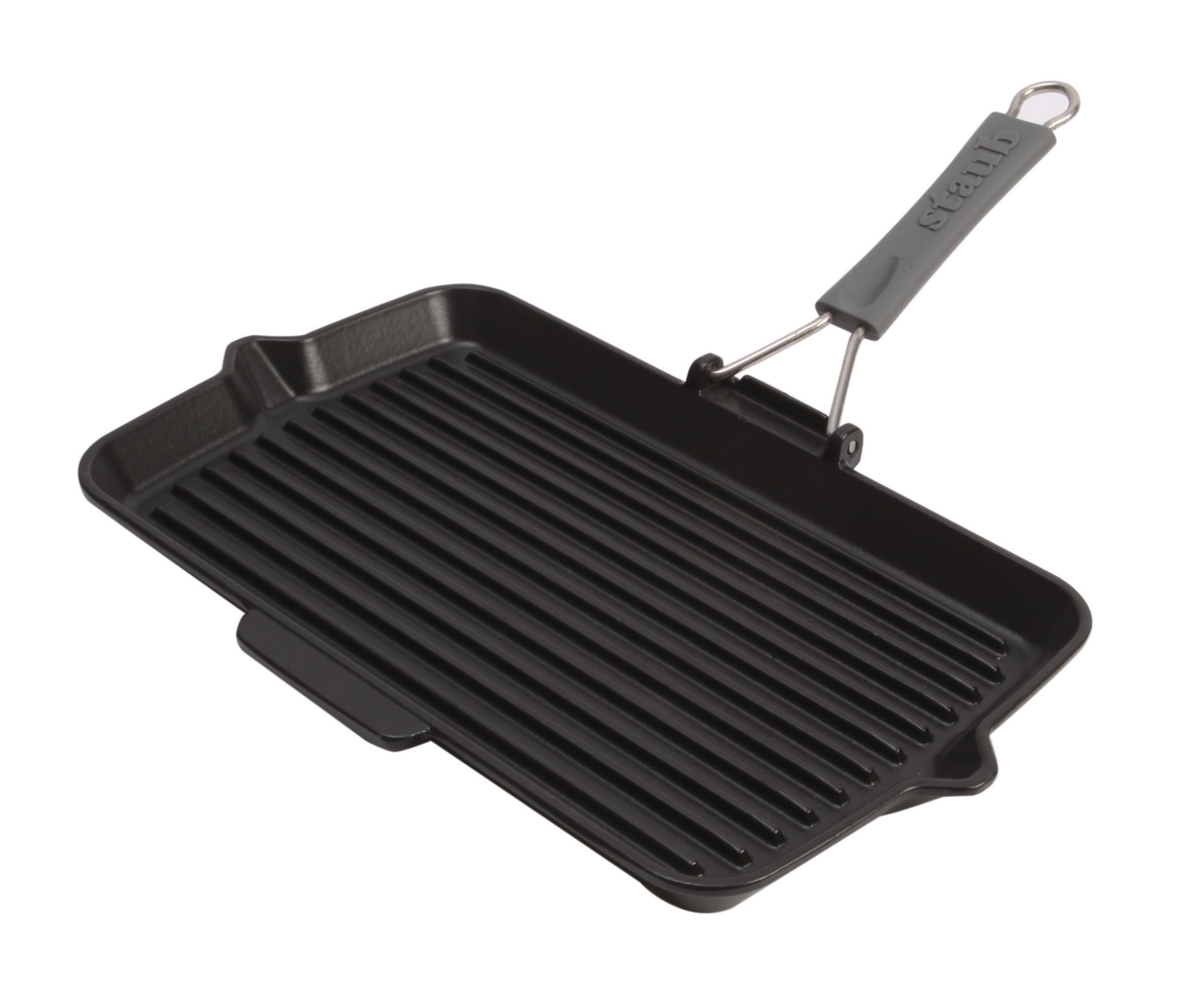 Staub 13.4 x 8.3 Inch Rectangular Cast Iron Folding Grill - Premium Matte Black French Cookware for Outdoor BBQ, Camping & Backyard Grilling