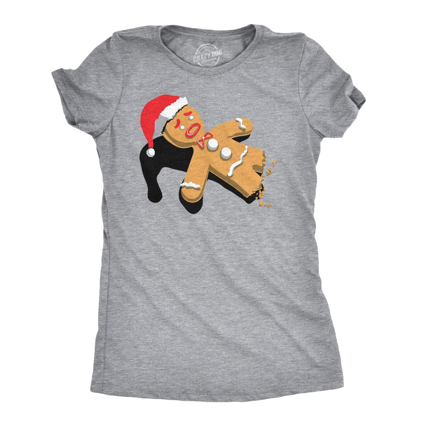 Funny Christmas Cookies T-Shirt for Women - Half-Eaten Gingerbread Design | Holiday Party Outfit & Ugly Sweater Contest