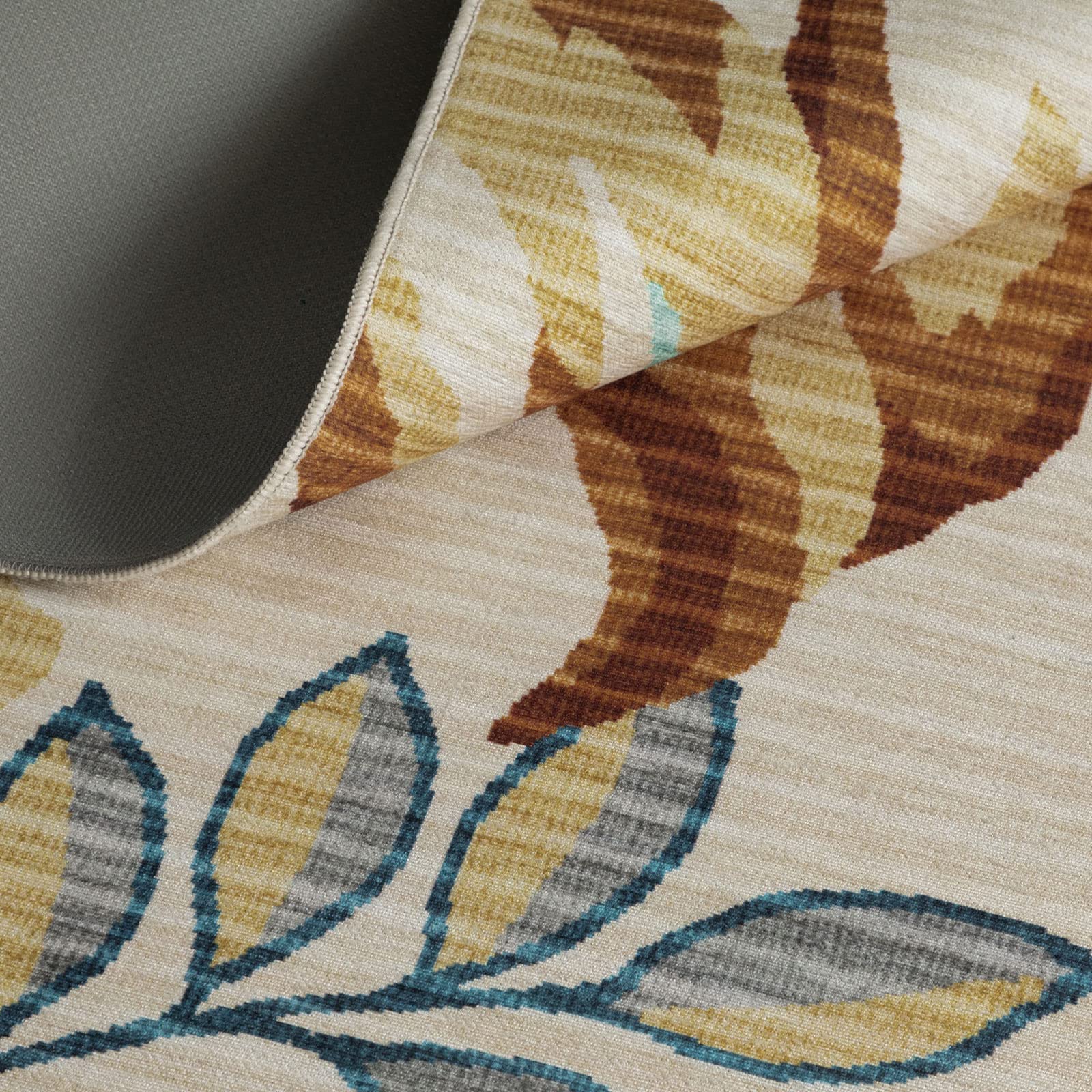 DECOMALL BLODWEN Indoor Outdoor Rugs - Floral Botanical Leaf Tropical Area Rug for Bedroom, Living Room, Deck, Backyard, Balcony, Patio - Yellow 6x9 Feet - Perfect for Boho Decor, Beach House Style & Summer Garden Parties