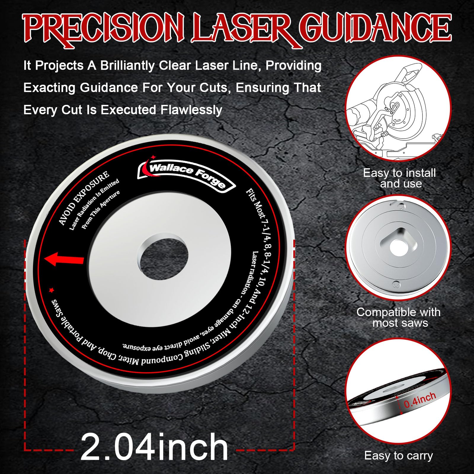 Laser Guide for Miter Saw - Compatible with Dewalt, Bosch, Ryobi & Makita Miter Saws - Auto-Rotating Laser for Sliding & Compound Miter Saws - Precision Cutting Tool for Woodworking & DIY Projects