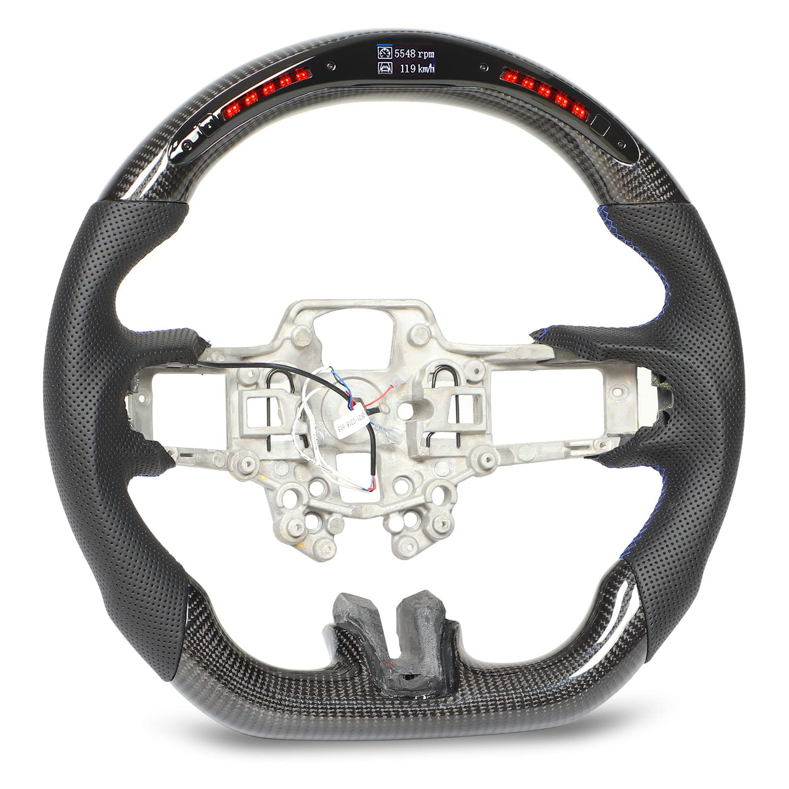 Carbon Fiber Flat Bottom Steering Wheel with LED Lights - Easy Installation, Anti-Oxidation for Enhanced Grip | Perfect for Racing, Drifting & Car Upgrades